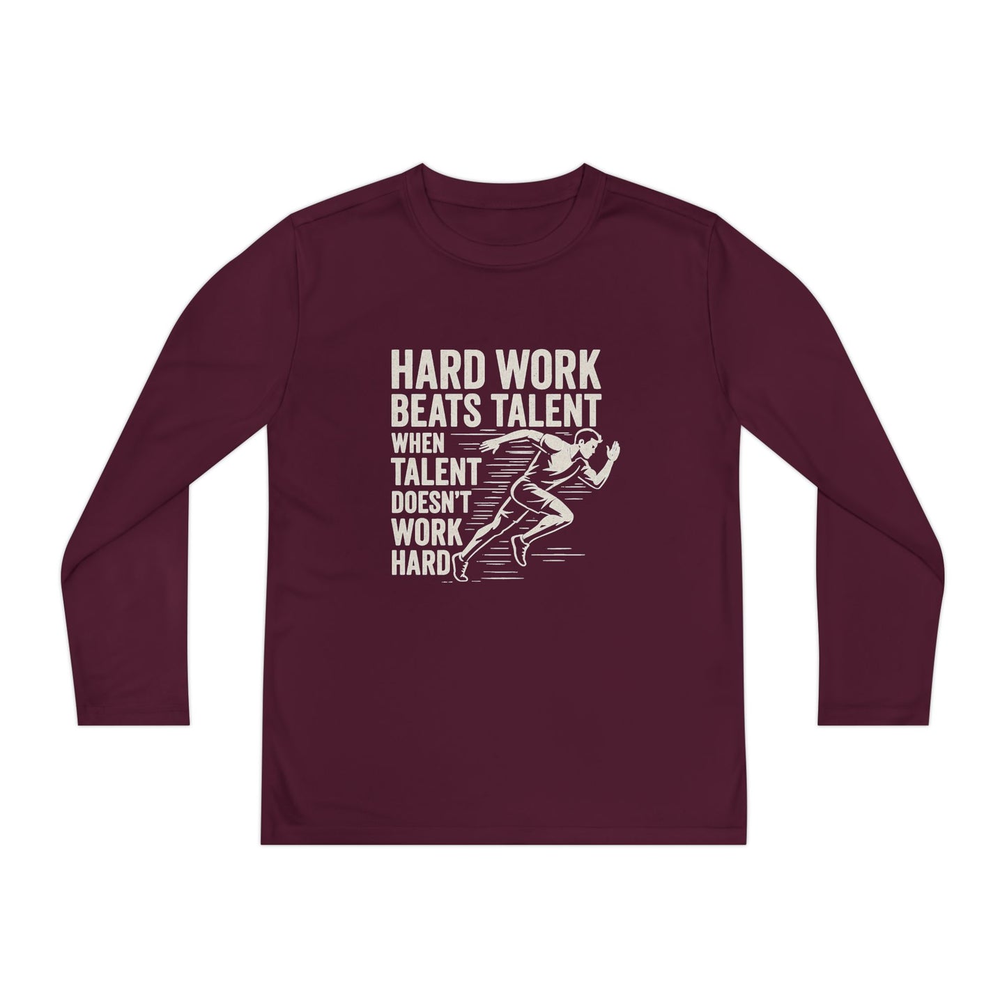Youth Long Sleeve Tee - 'Hard Work Beats Talent' Motivational Shirt