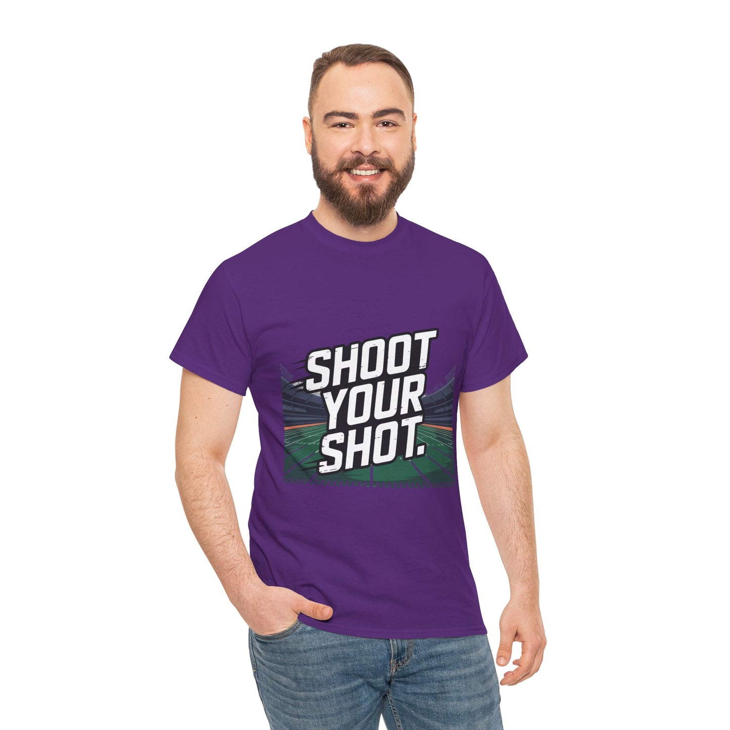Sporty Unisex Heavy Cotton Tee - "Shoot Your Shot" Motivational T-Shirt