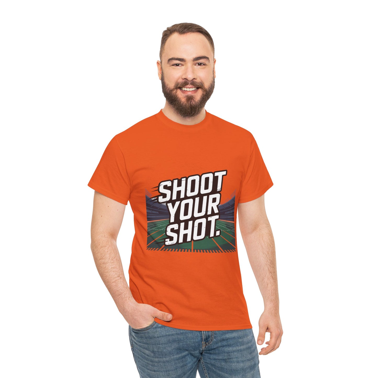 Sporty Unisex Heavy Cotton Tee - "Shoot Your Shot" Motivational T-Shirt