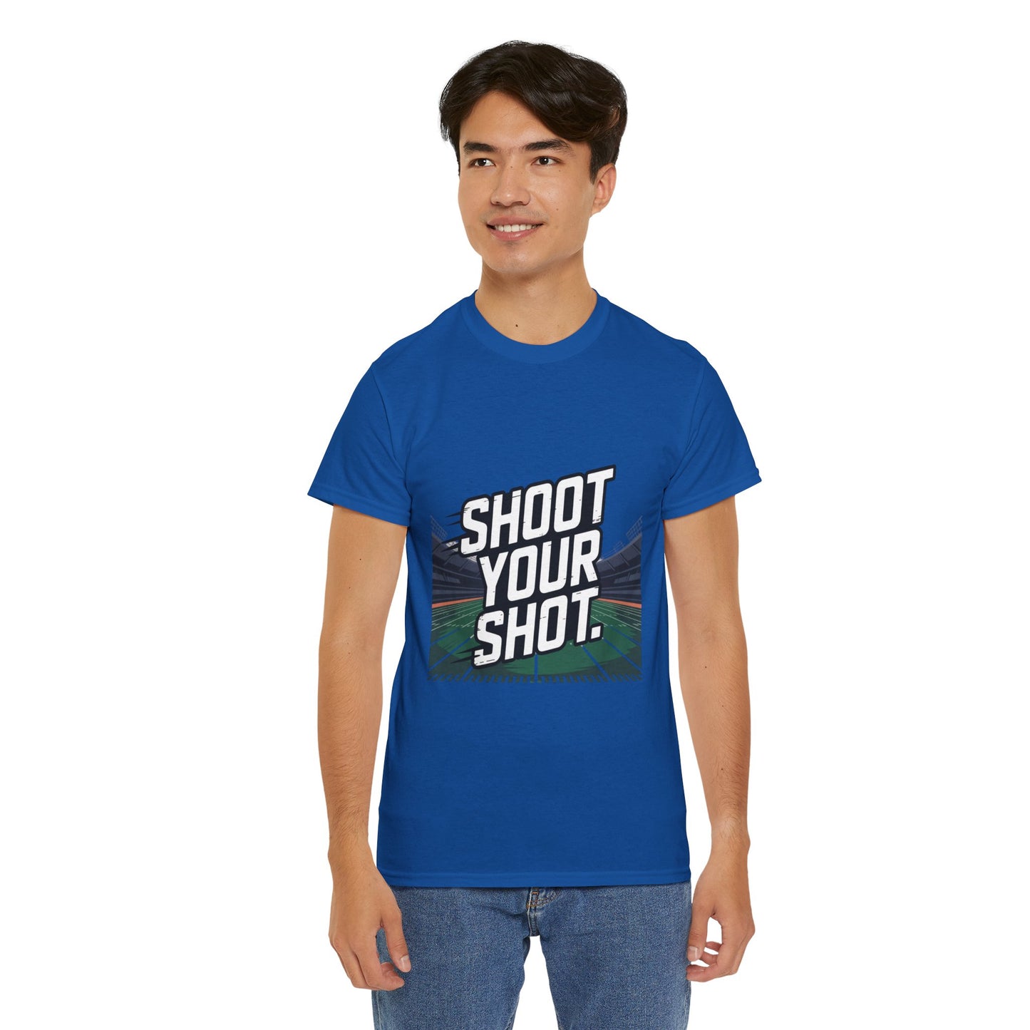 Sporty Unisex Heavy Cotton Tee - "Shoot Your Shot" Motivational T-Shirt