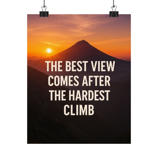 Inspirational Matte Vertical Poster: 'The Best View Comes After The Hardest Climb'