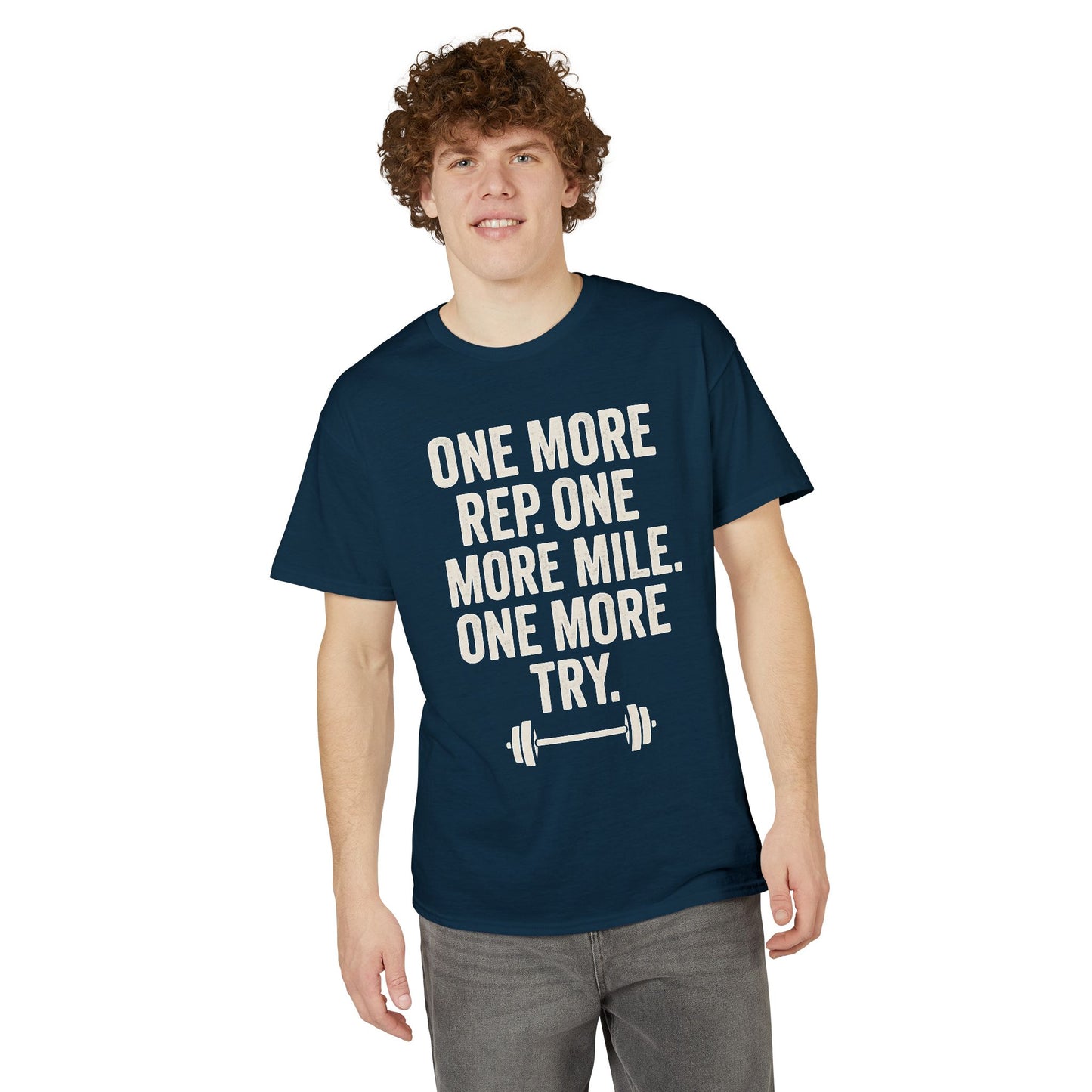 Motivational Fitness T-Shirt - "One More Rep, One More Mile, One More Try"