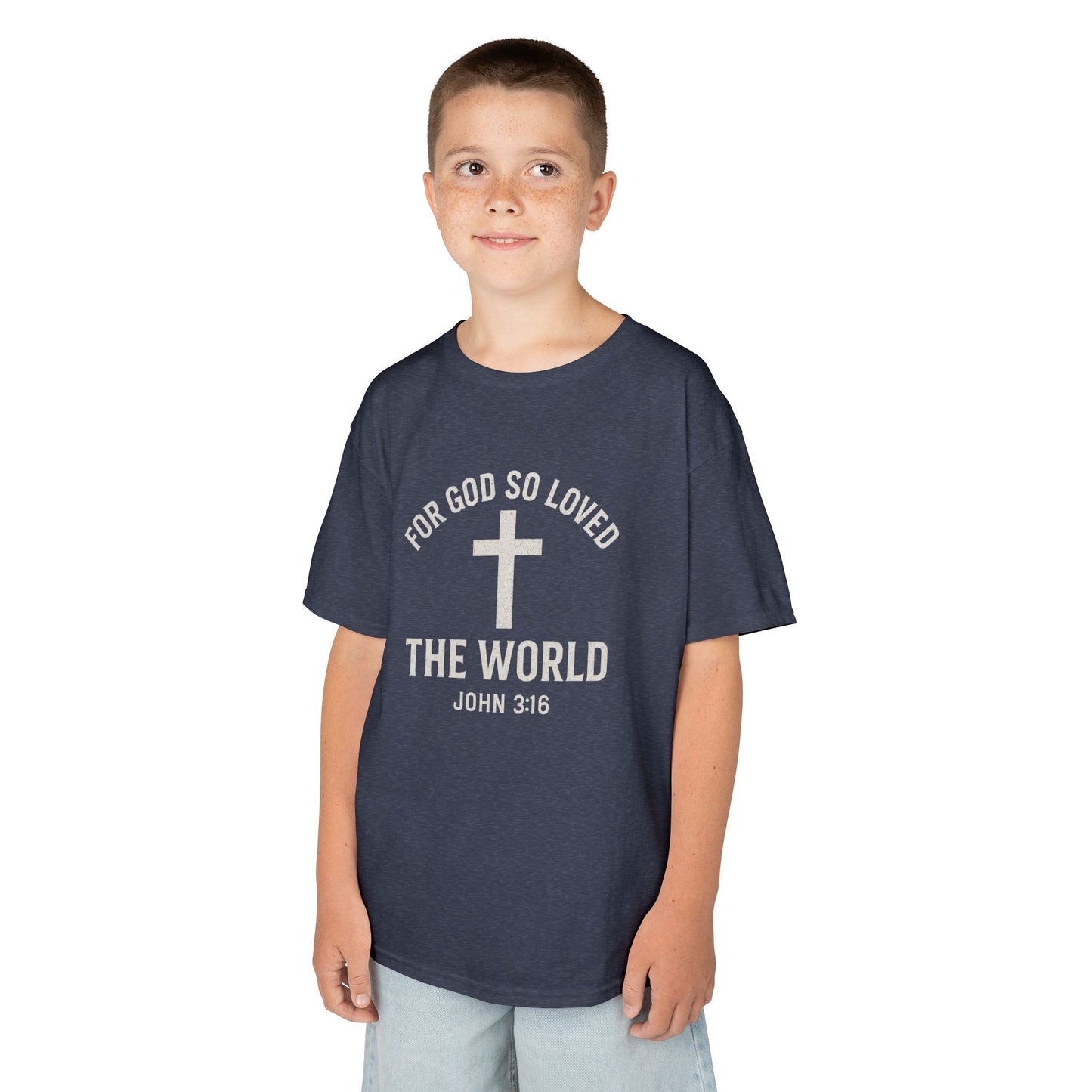 Faith-Inspired Kids Tee - "For God So Loved The World"
