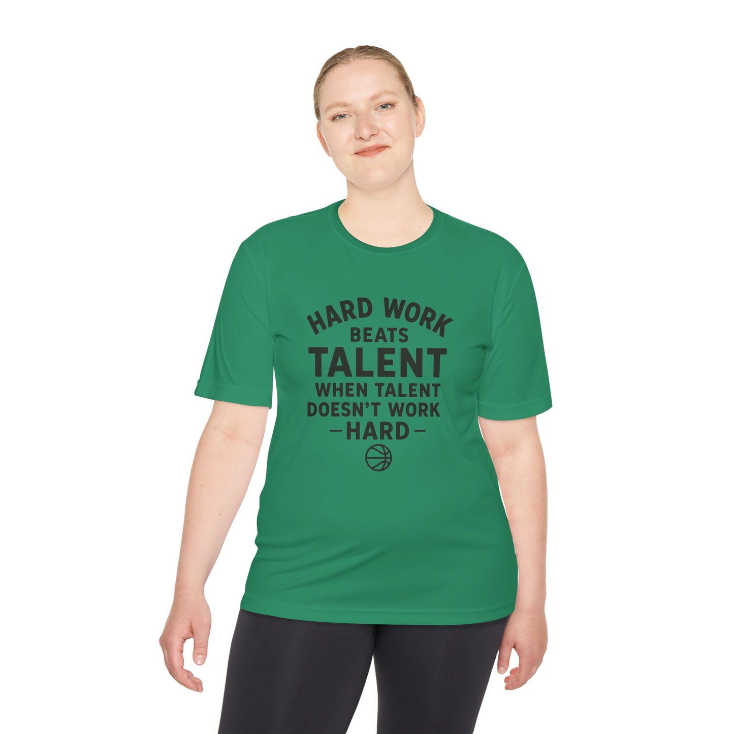 Motivational Sports Tee - "Hard Work Beats Talent"