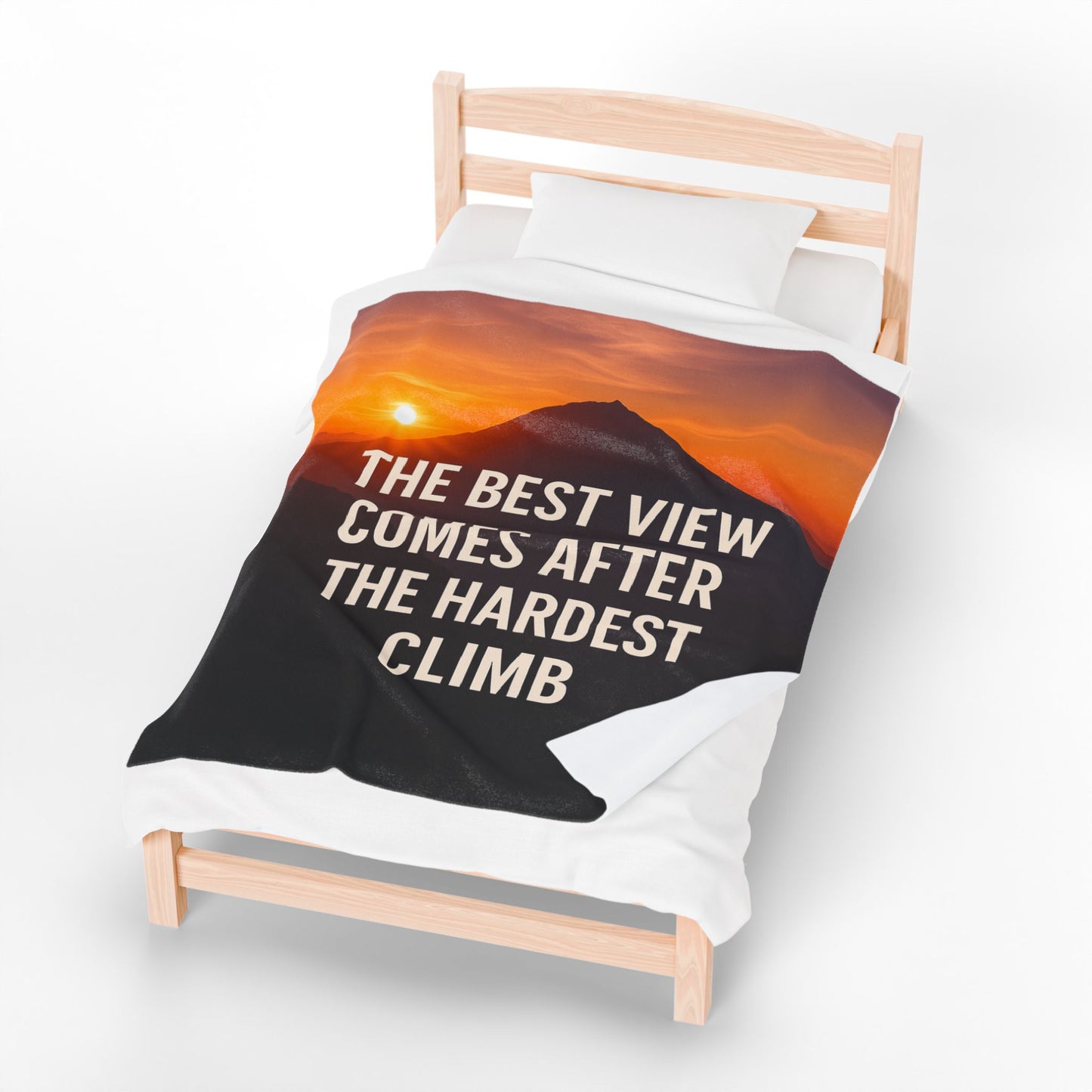 Inspirational Velveteen Plush Blanket - "The Best View Comes After The Hardest Climb"