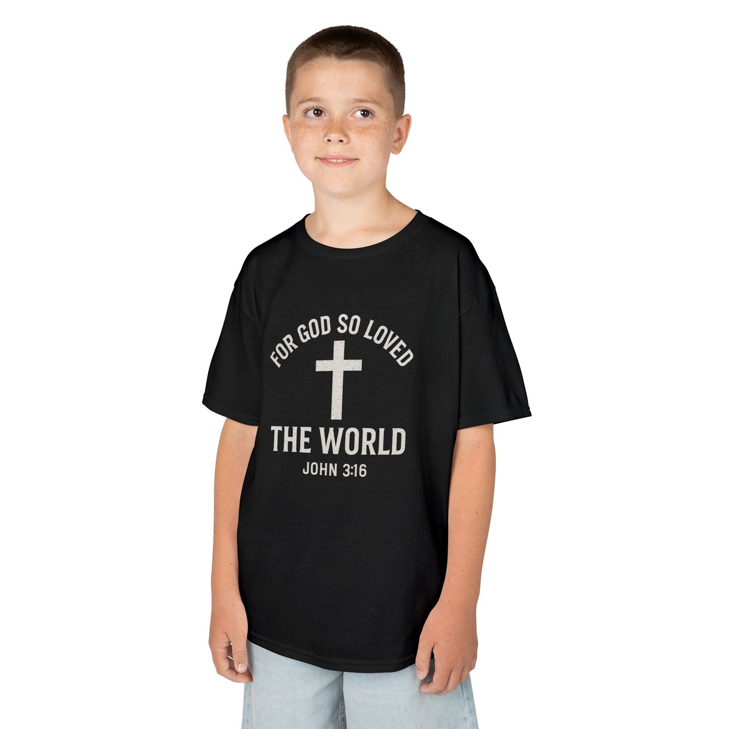 Faith-Inspired Kids Tee - "For God So Loved The World"