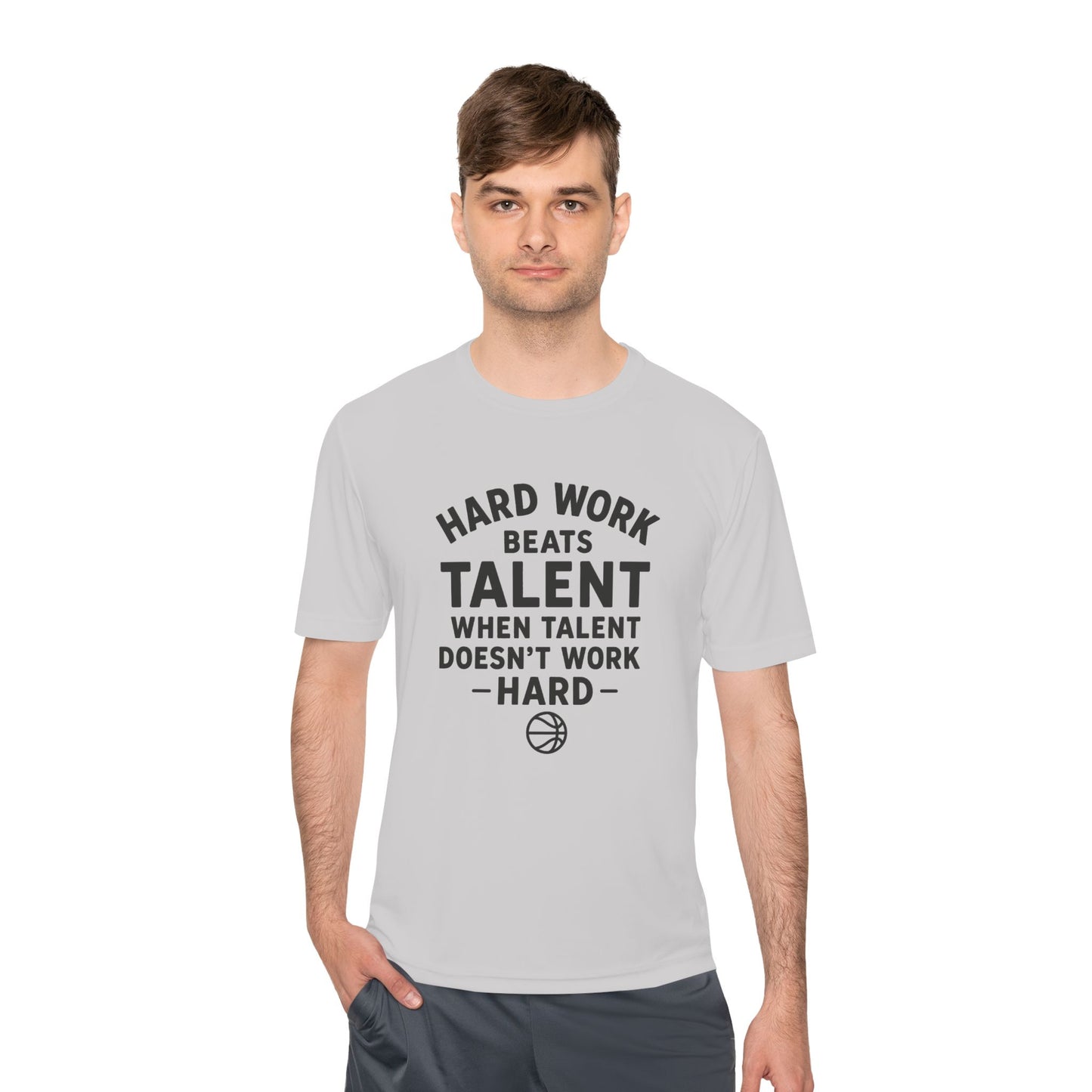 Motivational Sports Tee - "Hard Work Beats Talent"