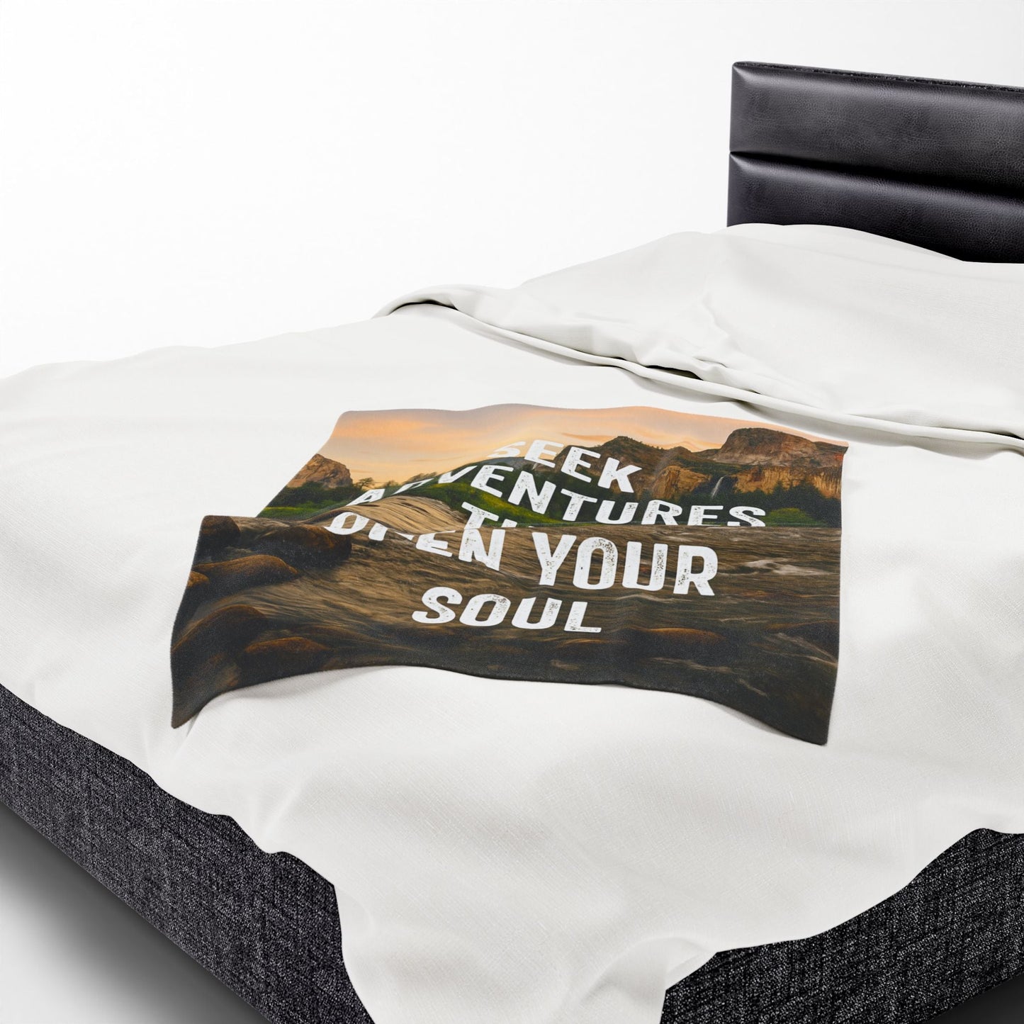 Adventure - Inspiring Velveteen Plush Blanket - "Seek Adventures That Open Your Soul" - Peak Inspiration