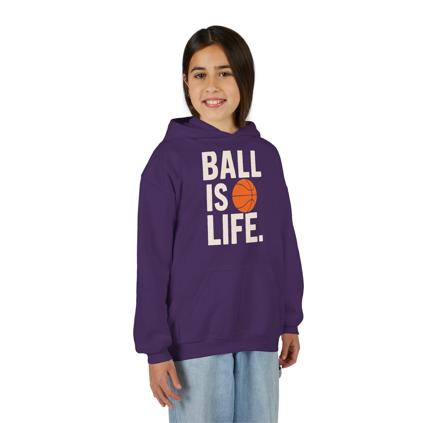 Basketball Youth Hoodie - "Ball Is Life" - Peak Inspiration