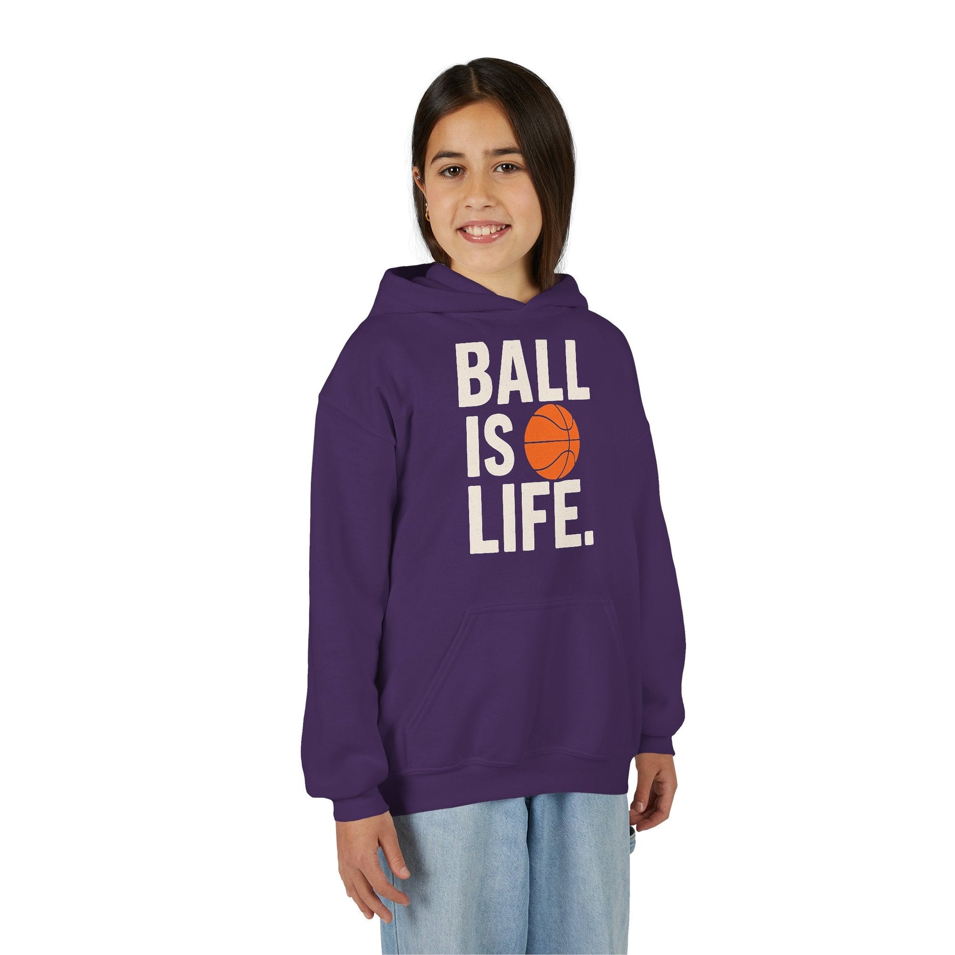 Basketball Youth Hoodie - "Ball Is Life" - Peak Inspiration