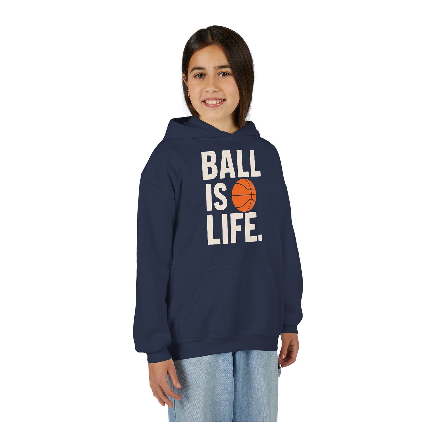 Basketball Youth Hoodie - "Ball Is Life" - Peak Inspiration