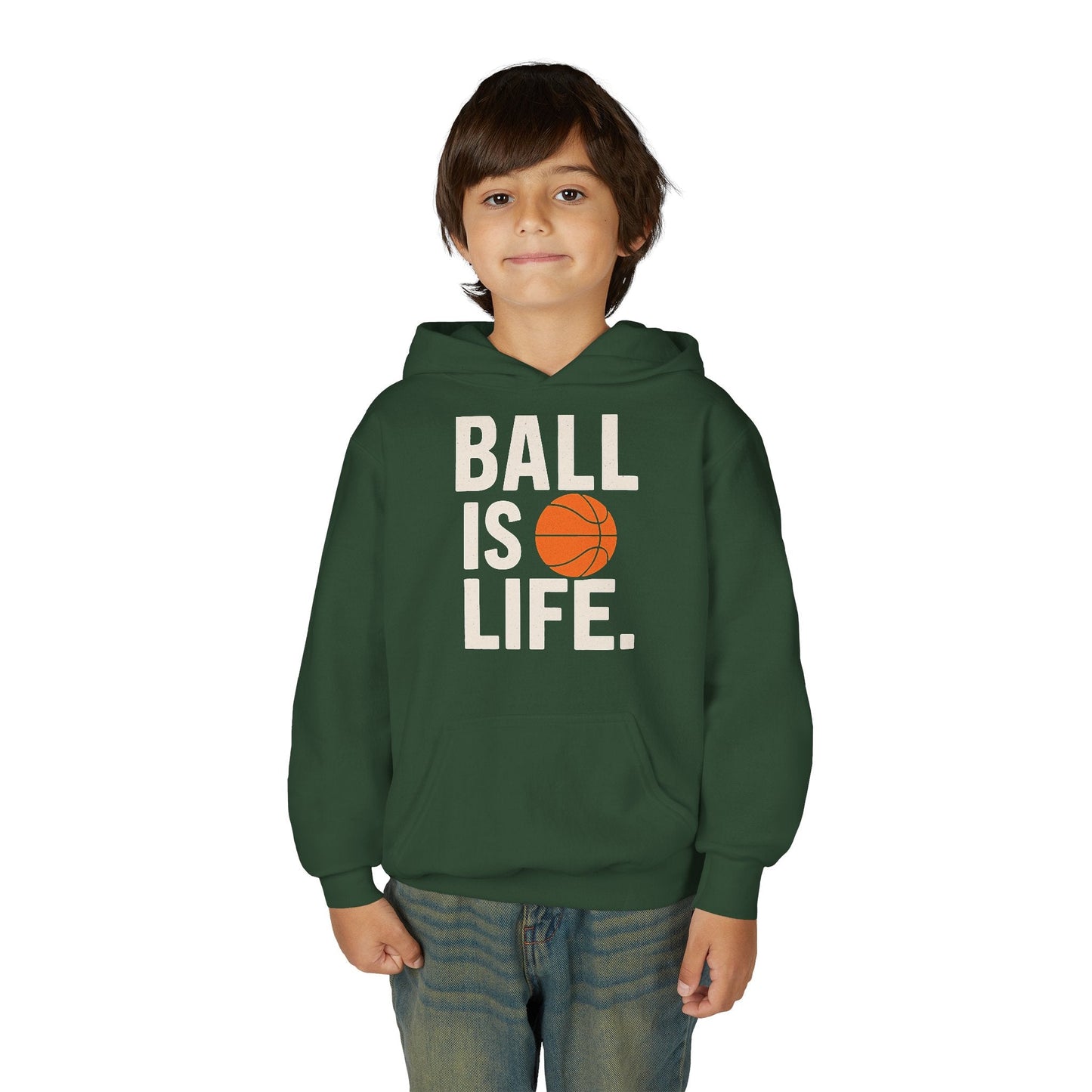 Basketball Youth Hoodie - "Ball Is Life" - Peak Inspiration
