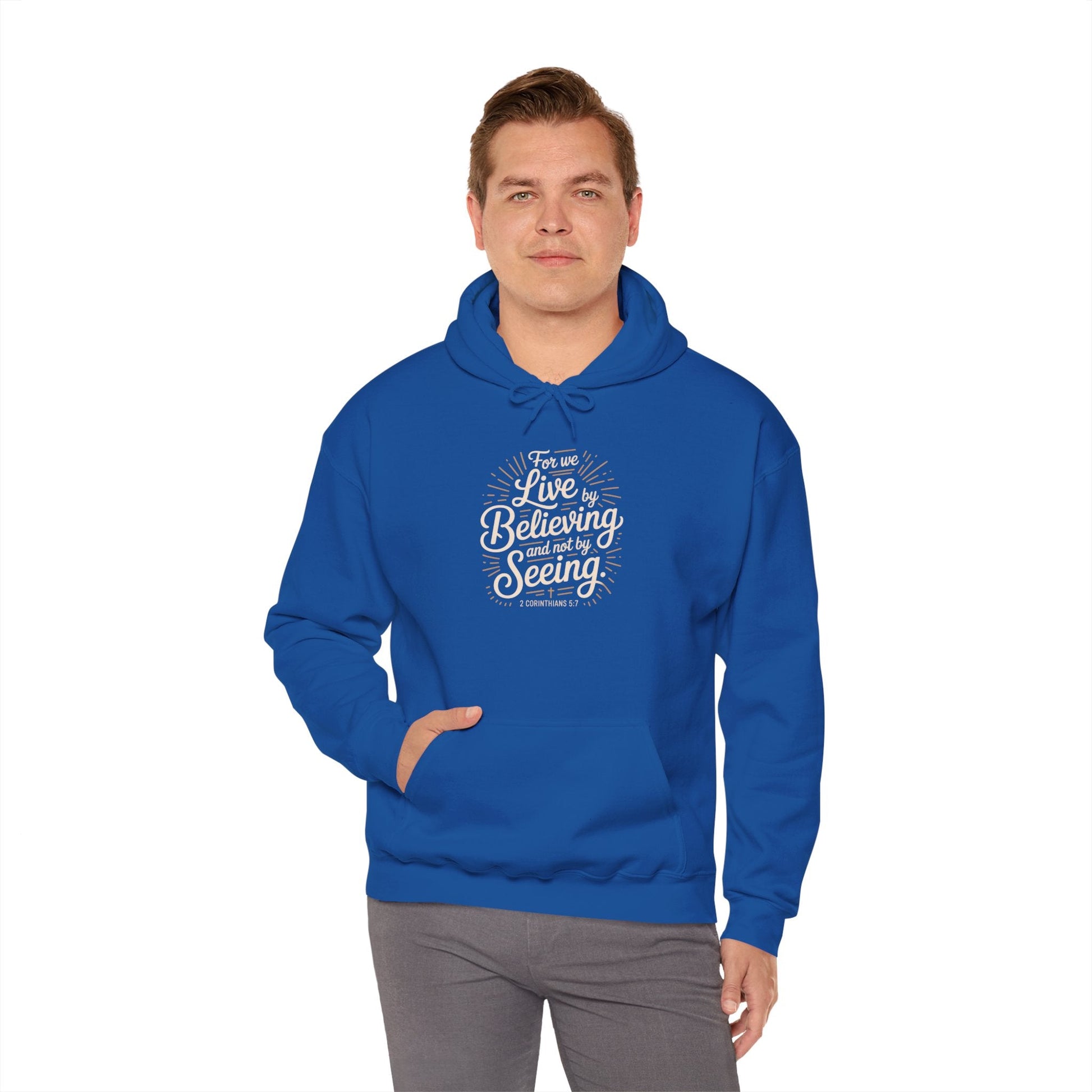 Believing and Being Unisex Hoodie - Cozy and Inspirational Sweatshirt 2 Corinthians 5:7 - Peak Inspiration