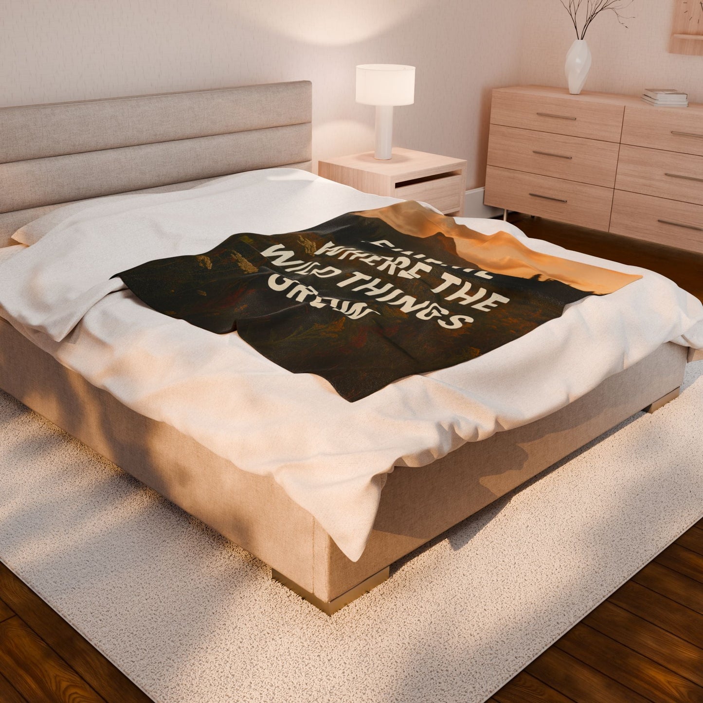 Cozy Velveteen Plush Blanket - "Find Me Where the Wild Things Grow" - Peak Inspiration