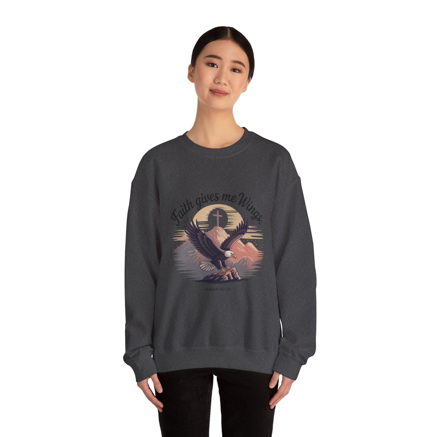 Faith - Inspired Crewneck Sweatshirt - Trust in the Lord Design Isaiah 40:31 - Peak Inspiration
