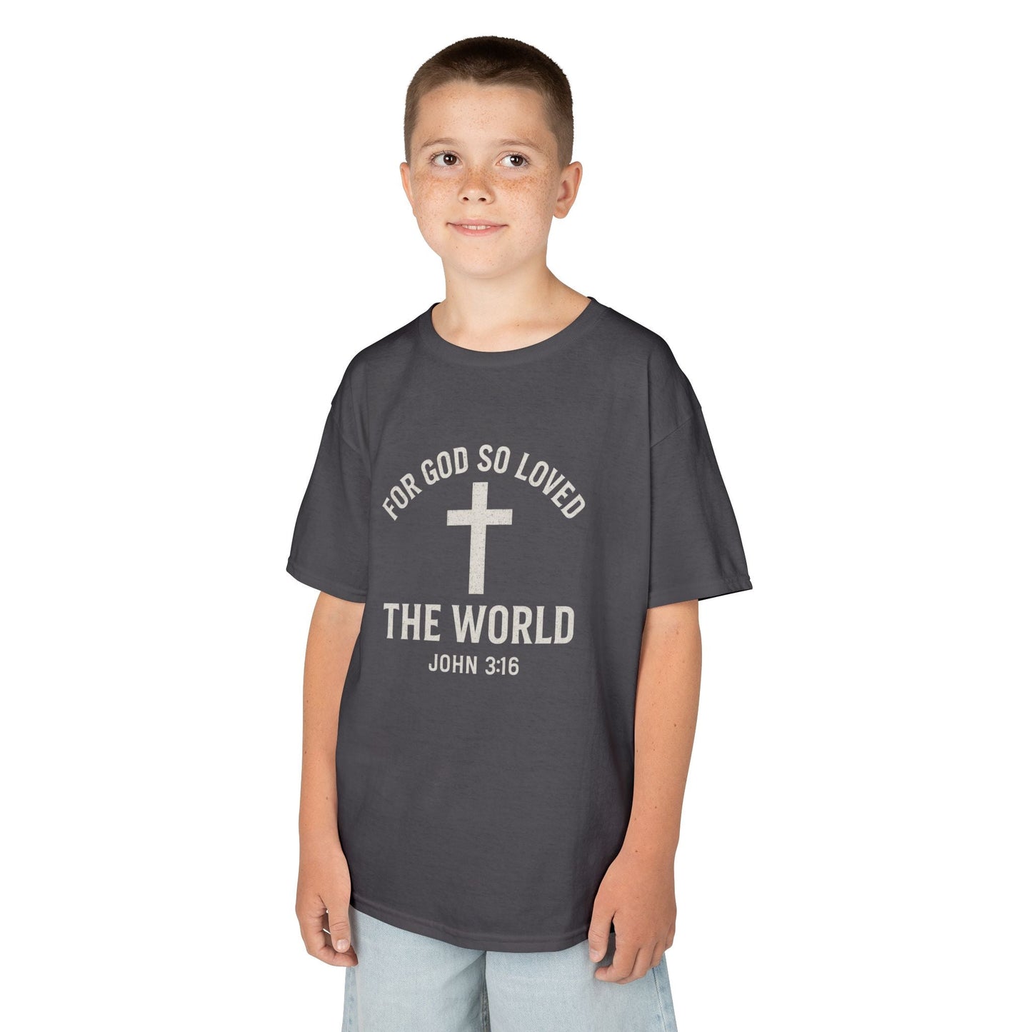 Faith - Inspired Kids Tee - "For God So Loved The World" - Peak Inspiration