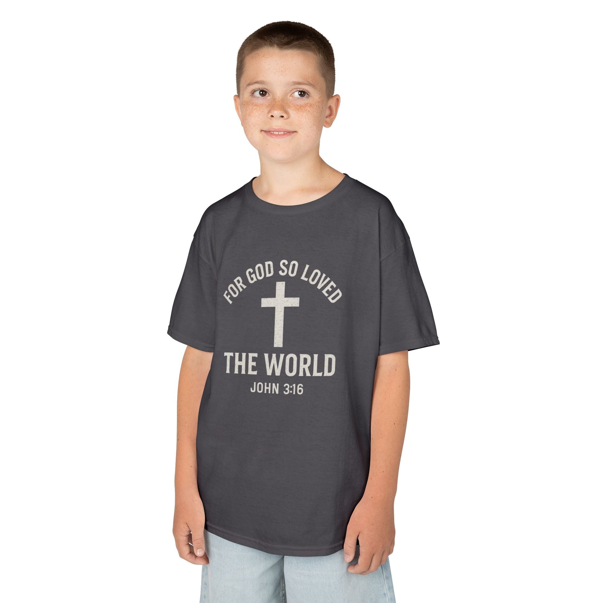 Faith - Inspired Kids Tee - "For God So Loved The World" - Peak Inspiration