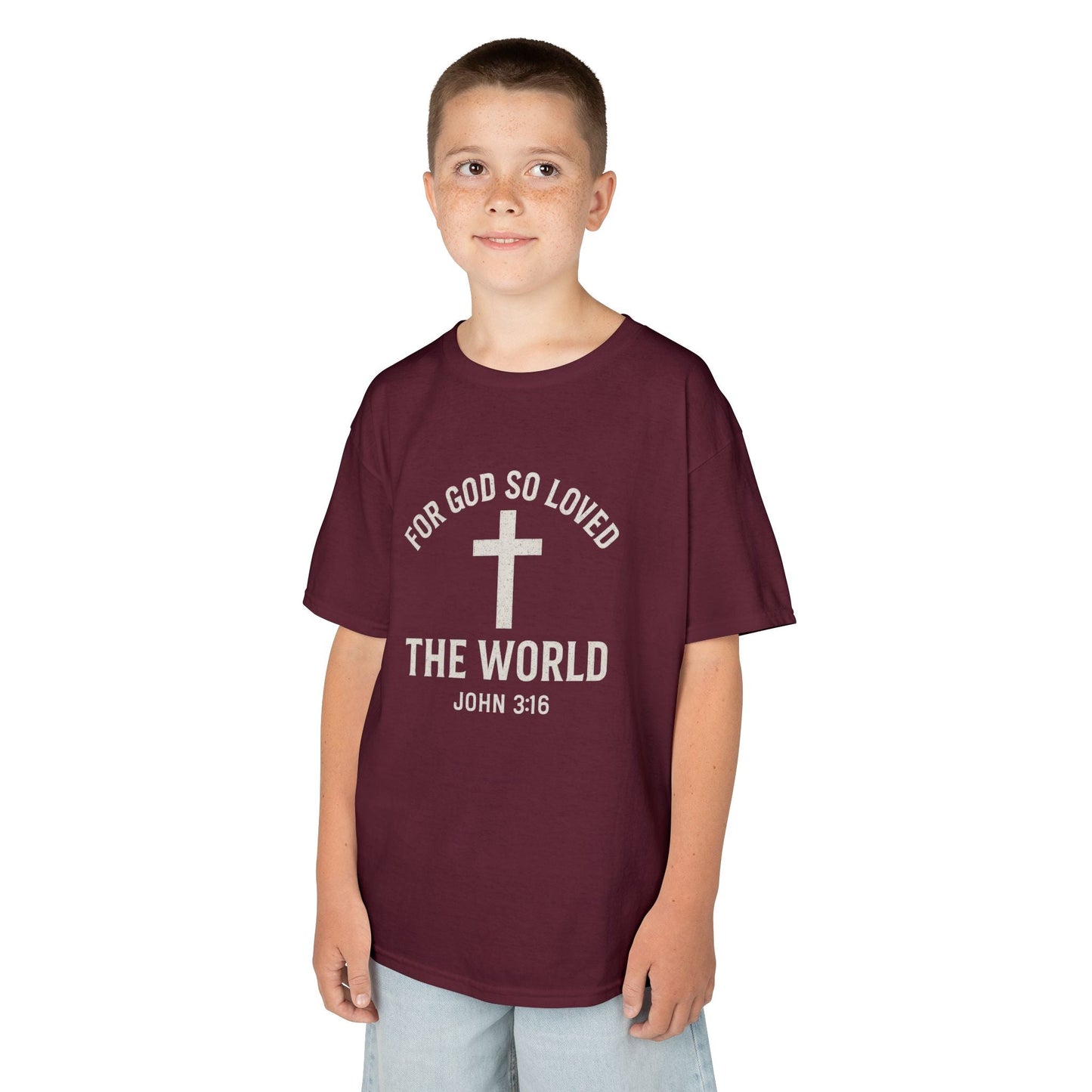 Faith - Inspired Kids Tee - "For God So Loved The World" - Peak Inspiration