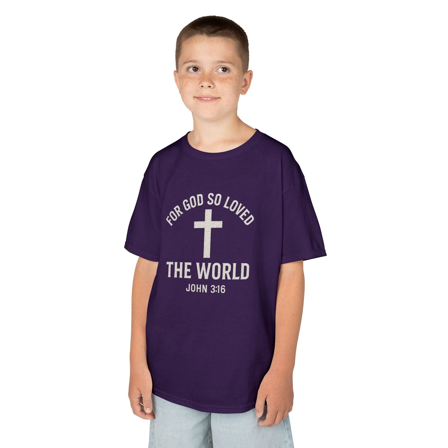 Faith - Inspired Kids Tee - "For God So Loved The World" - Peak Inspiration