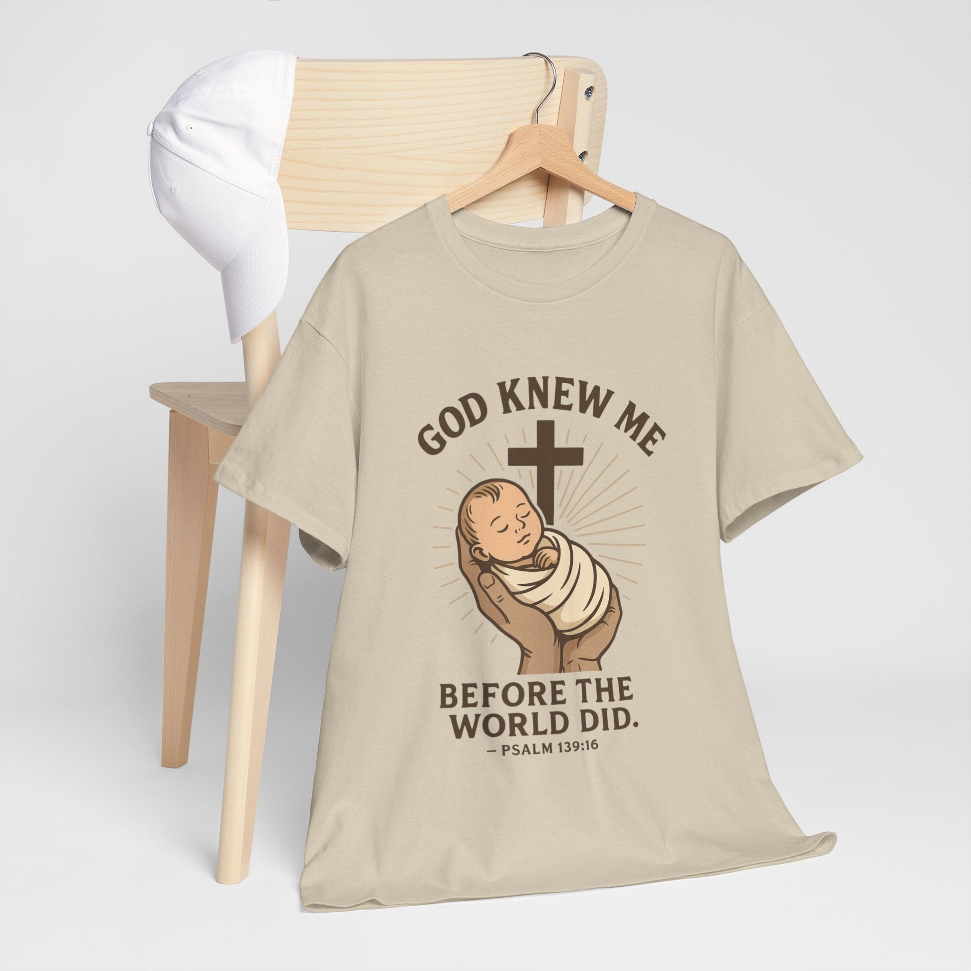 God Knew Me Unisex Heavy Cotton Tee Psalm 139:16 - Peak Inspiration