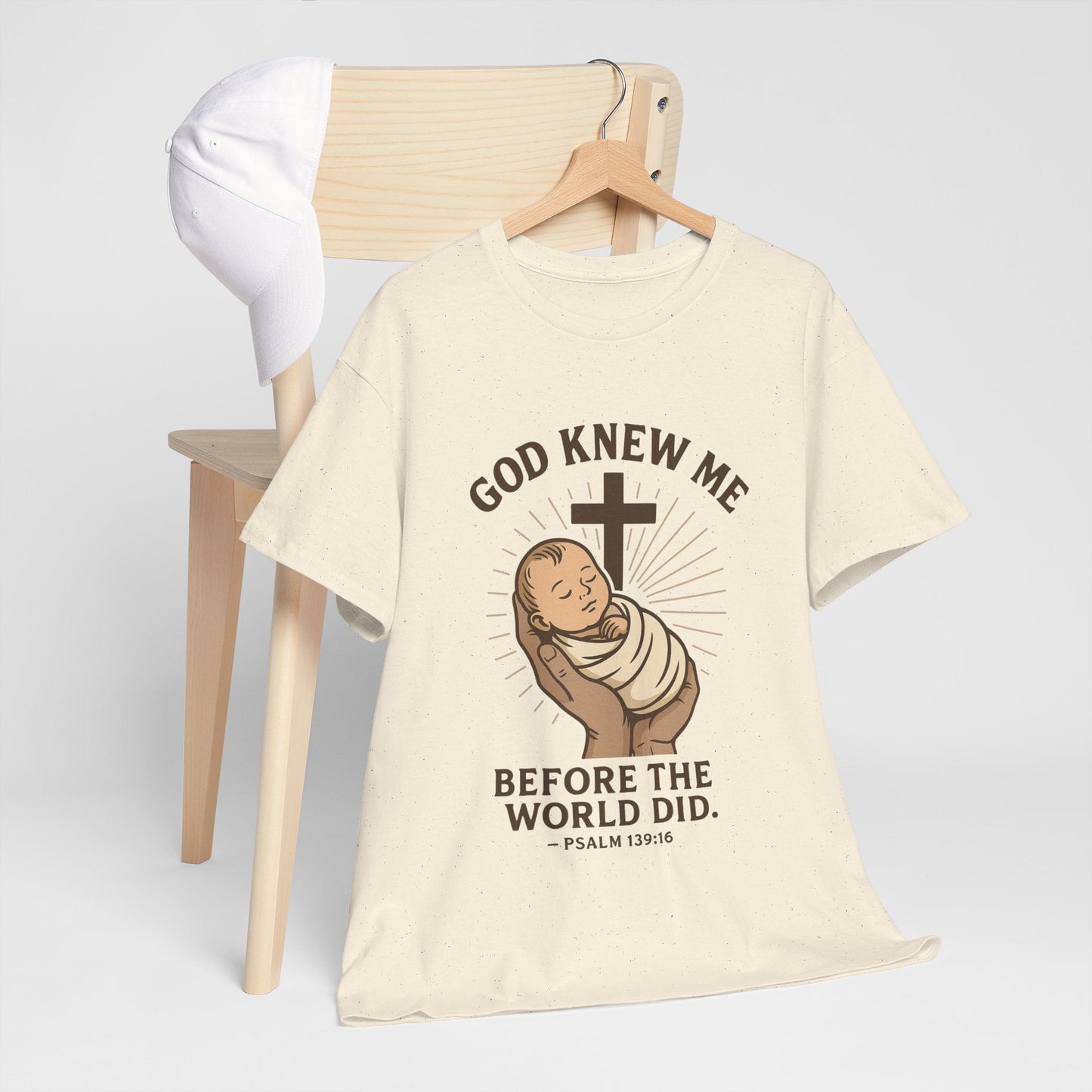 God Knew Me Unisex Heavy Cotton Tee Psalm 139:16 - Peak Inspiration