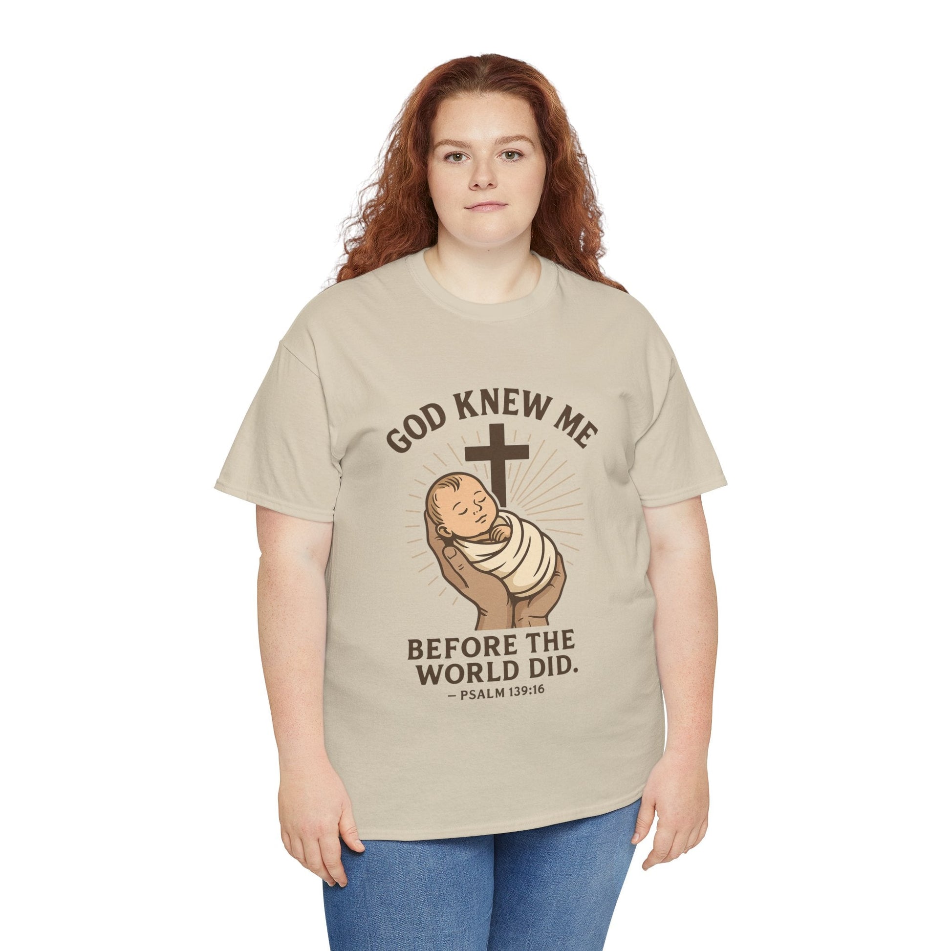 God Knew Me Unisex Heavy Cotton Tee Psalm 139:16 - Peak Inspiration