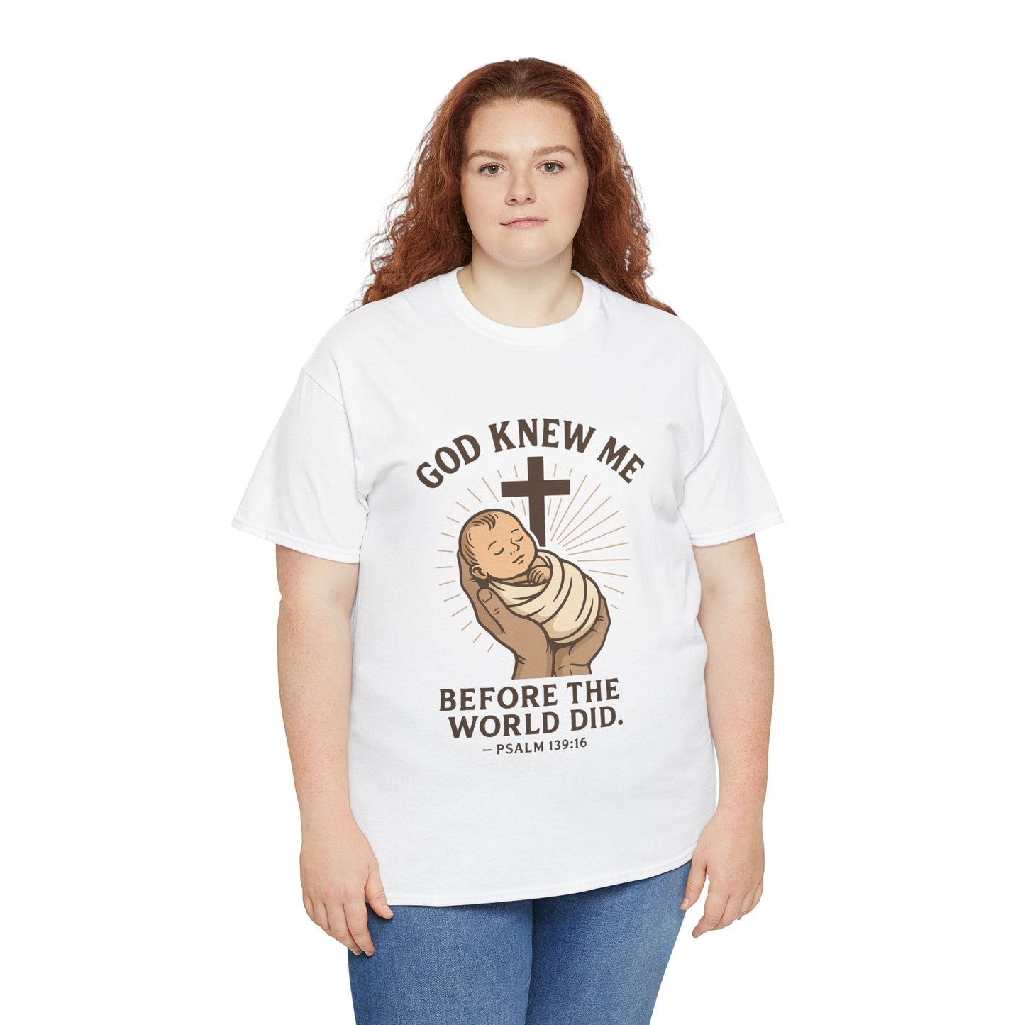 God Knew Me Unisex Heavy Cotton Tee Psalm 139:16 - Peak Inspiration