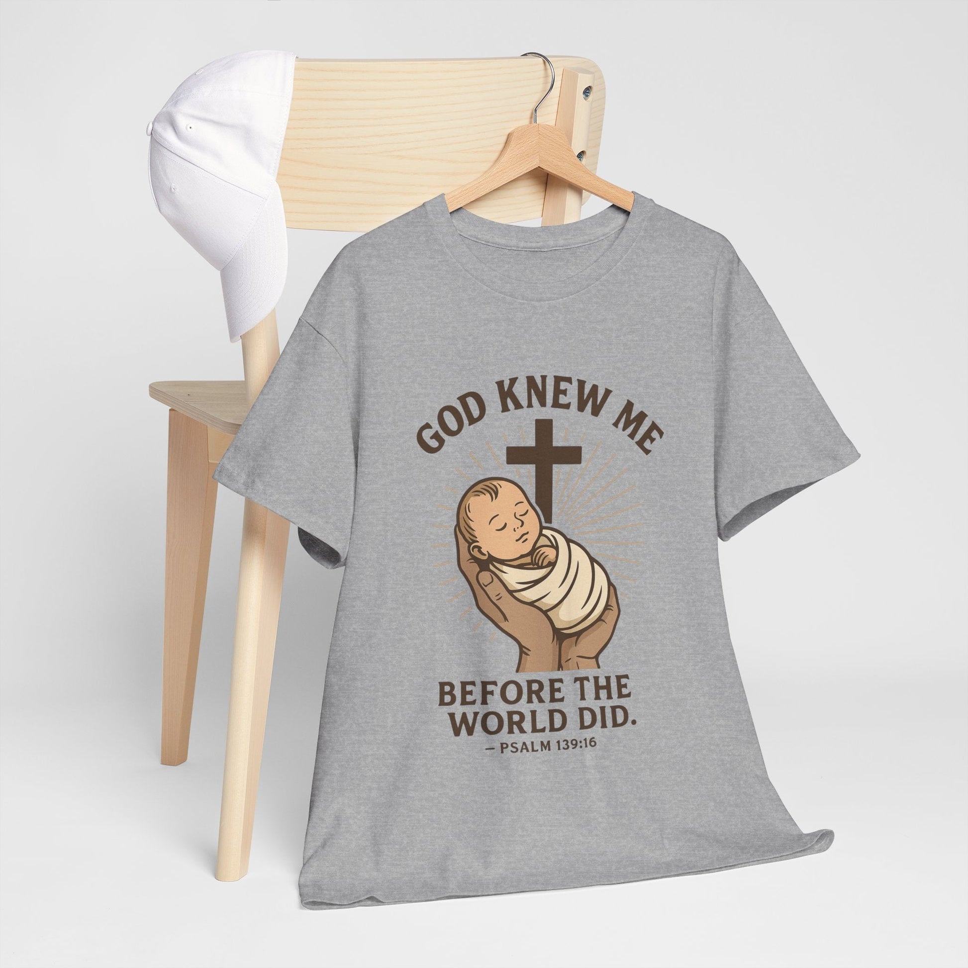 God Knew Me Unisex Heavy Cotton Tee Psalm 139:16 - Peak Inspiration