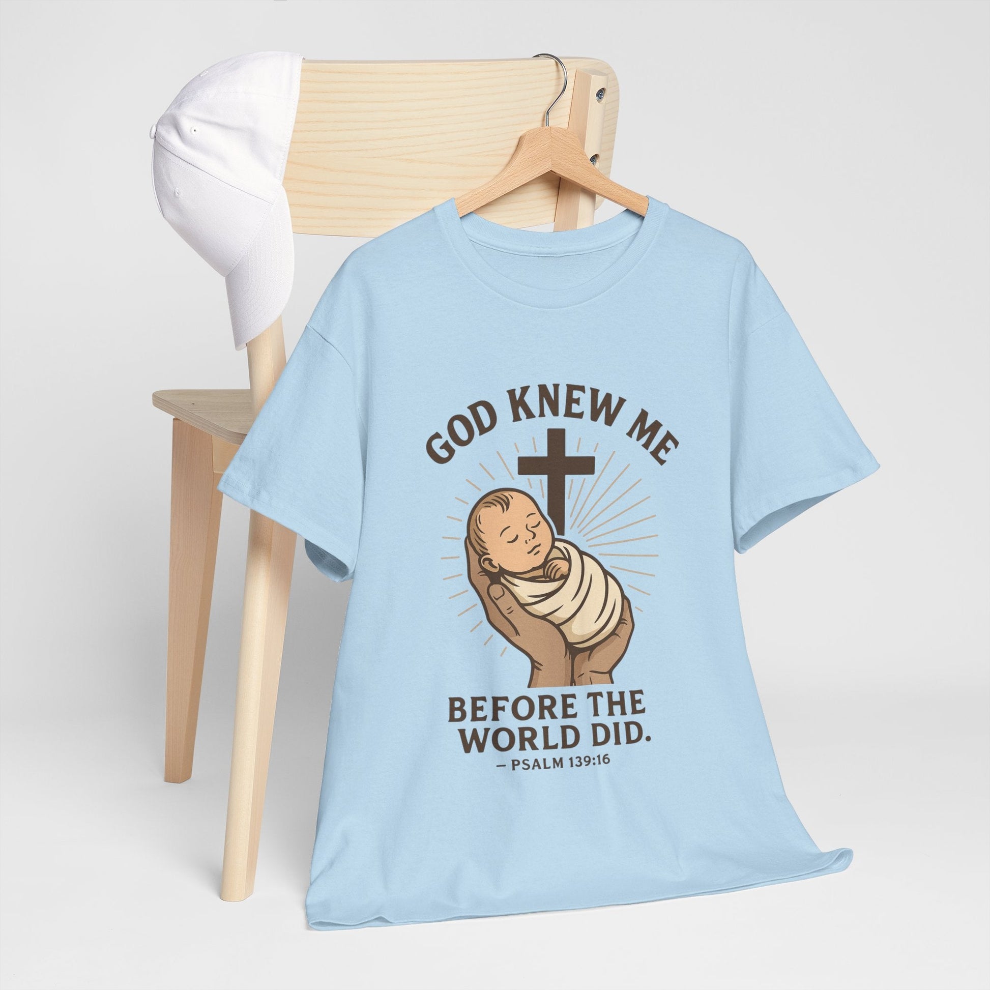 God Knew Me Unisex Heavy Cotton Tee Psalm 139:16 - Peak Inspiration