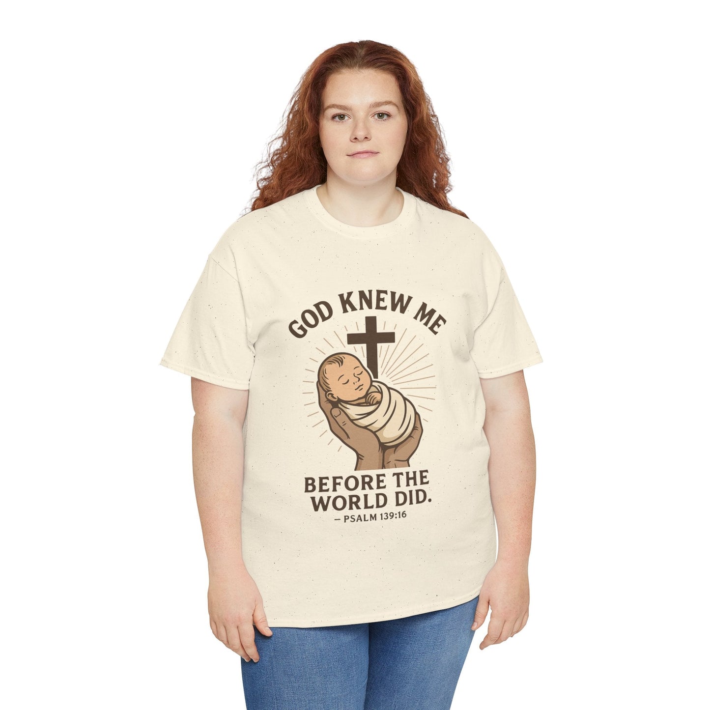 God Knew Me Unisex Heavy Cotton Tee Psalm 139:16 - Peak Inspiration