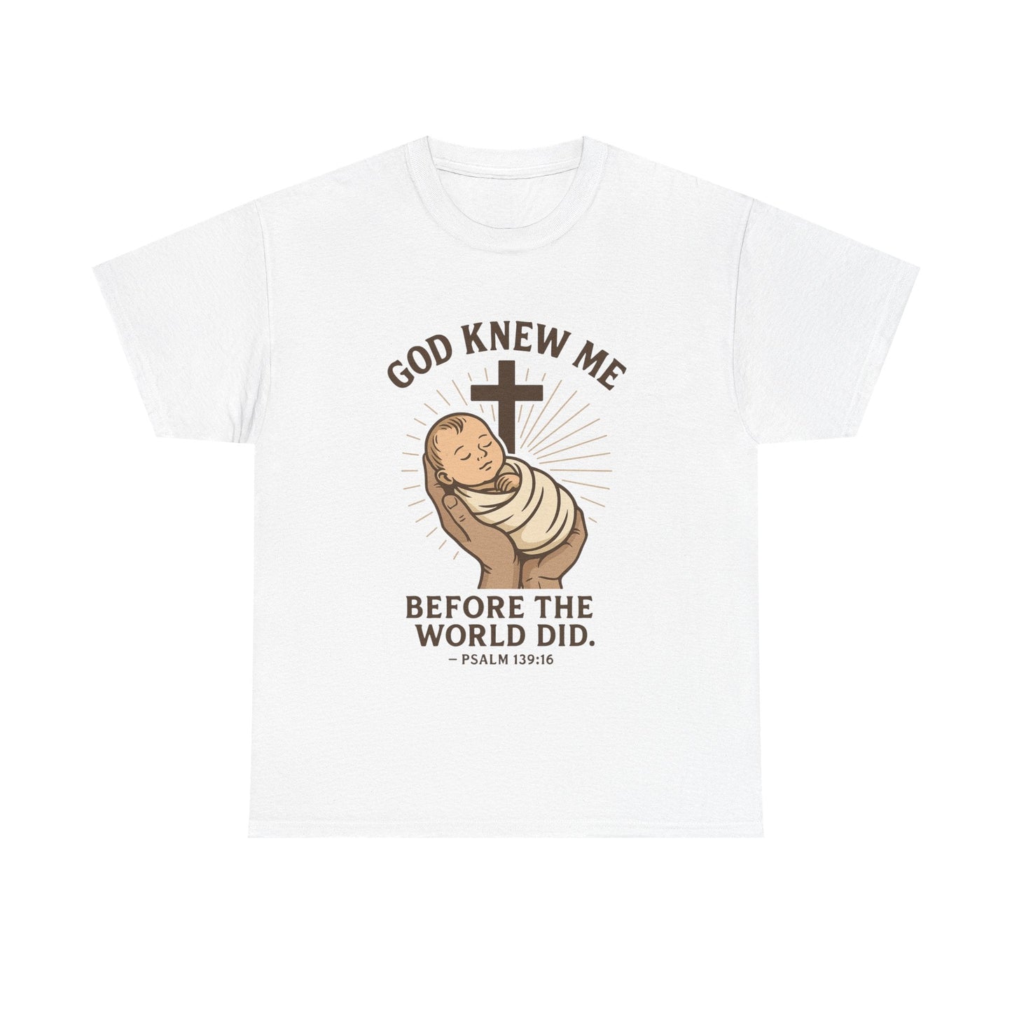 God Knew Me Unisex Heavy Cotton Tee Psalm 139:16 - Peak Inspiration