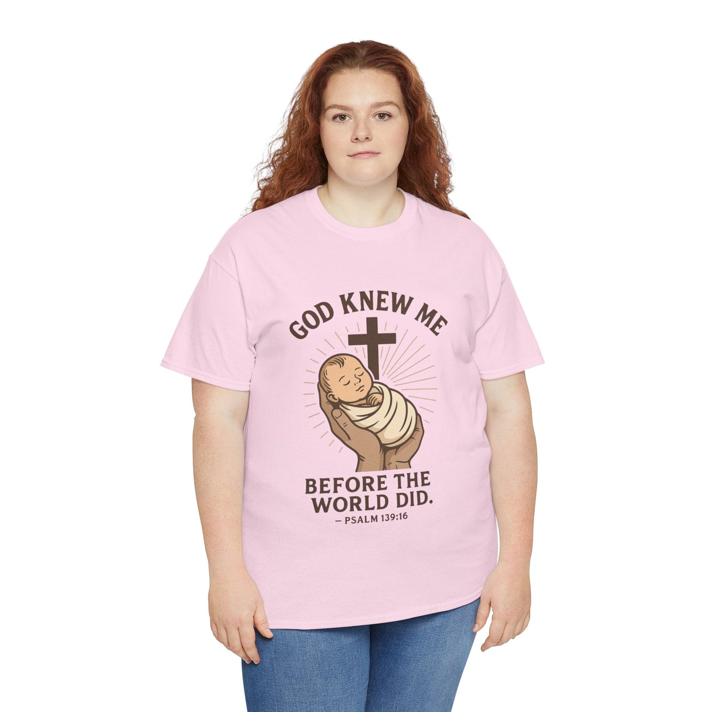 God Knew Me Unisex Heavy Cotton Tee Psalm 139:16 - Peak Inspiration