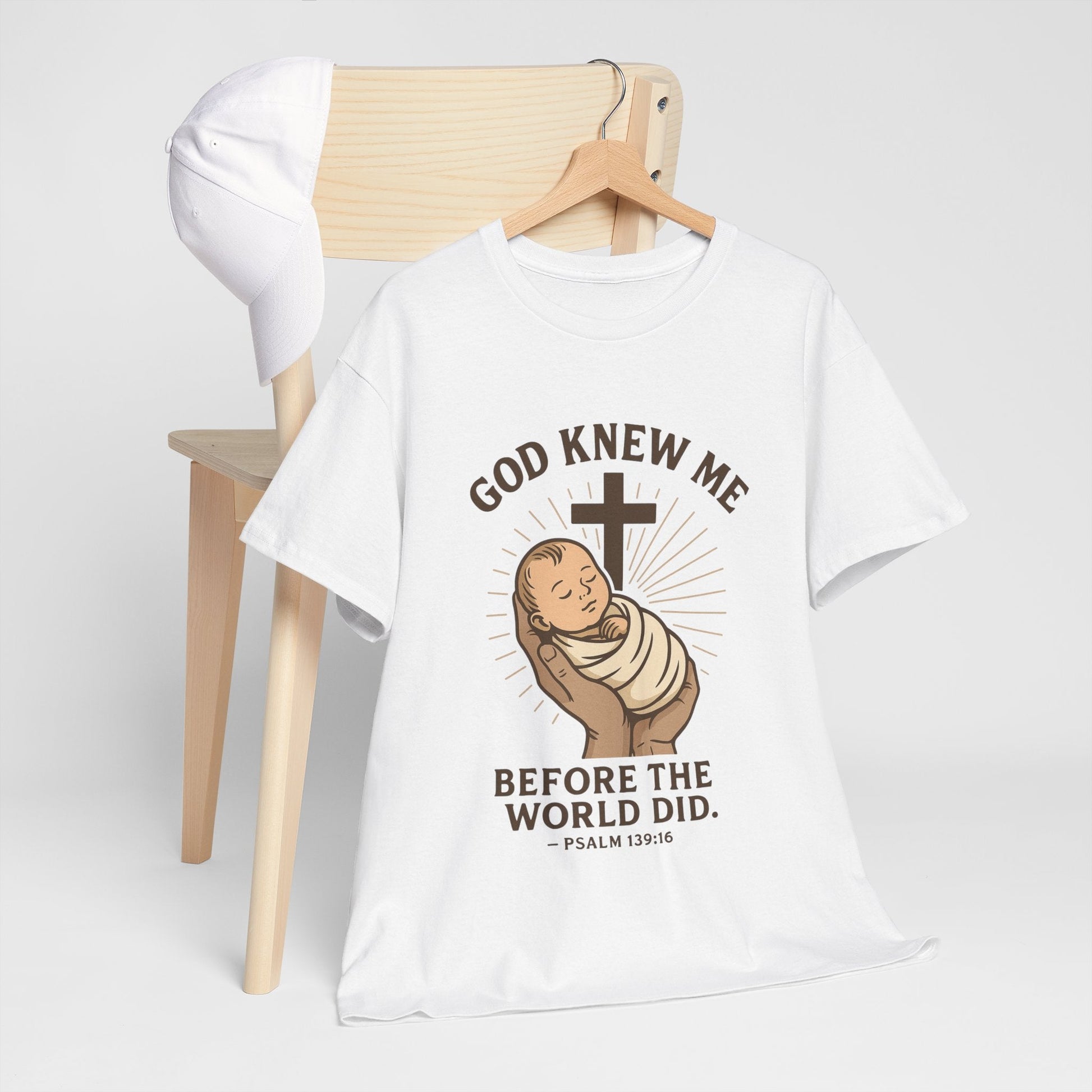 God Knew Me Unisex Heavy Cotton Tee Psalm 139:16 - Peak Inspiration