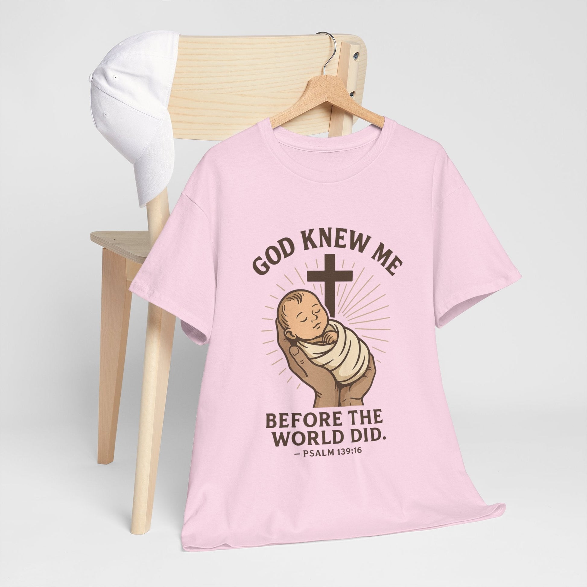 God Knew Me Unisex Heavy Cotton Tee Psalm 139:16 - Peak Inspiration