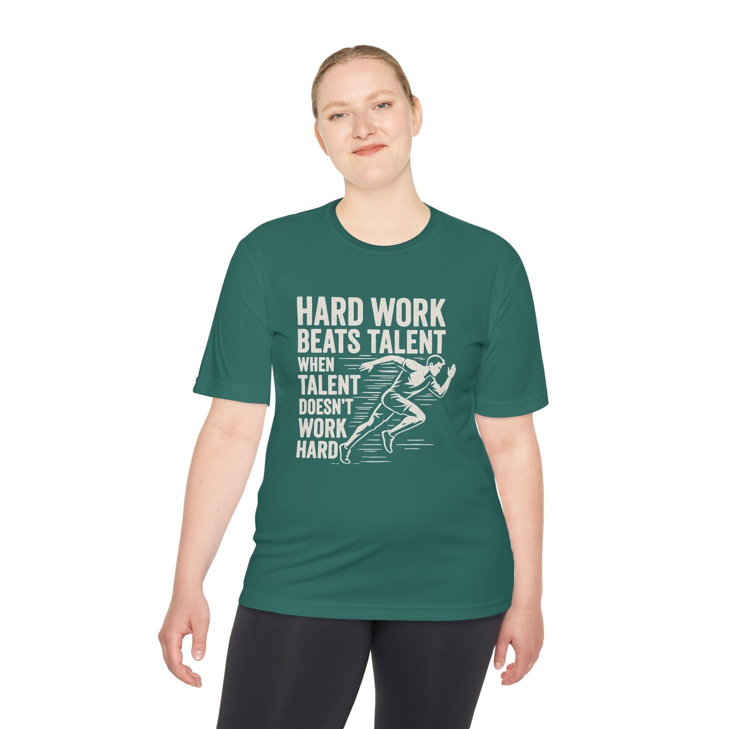 Hard Work Beats Talent Unisex Moisture Wicking Tee - Peak Inspiration