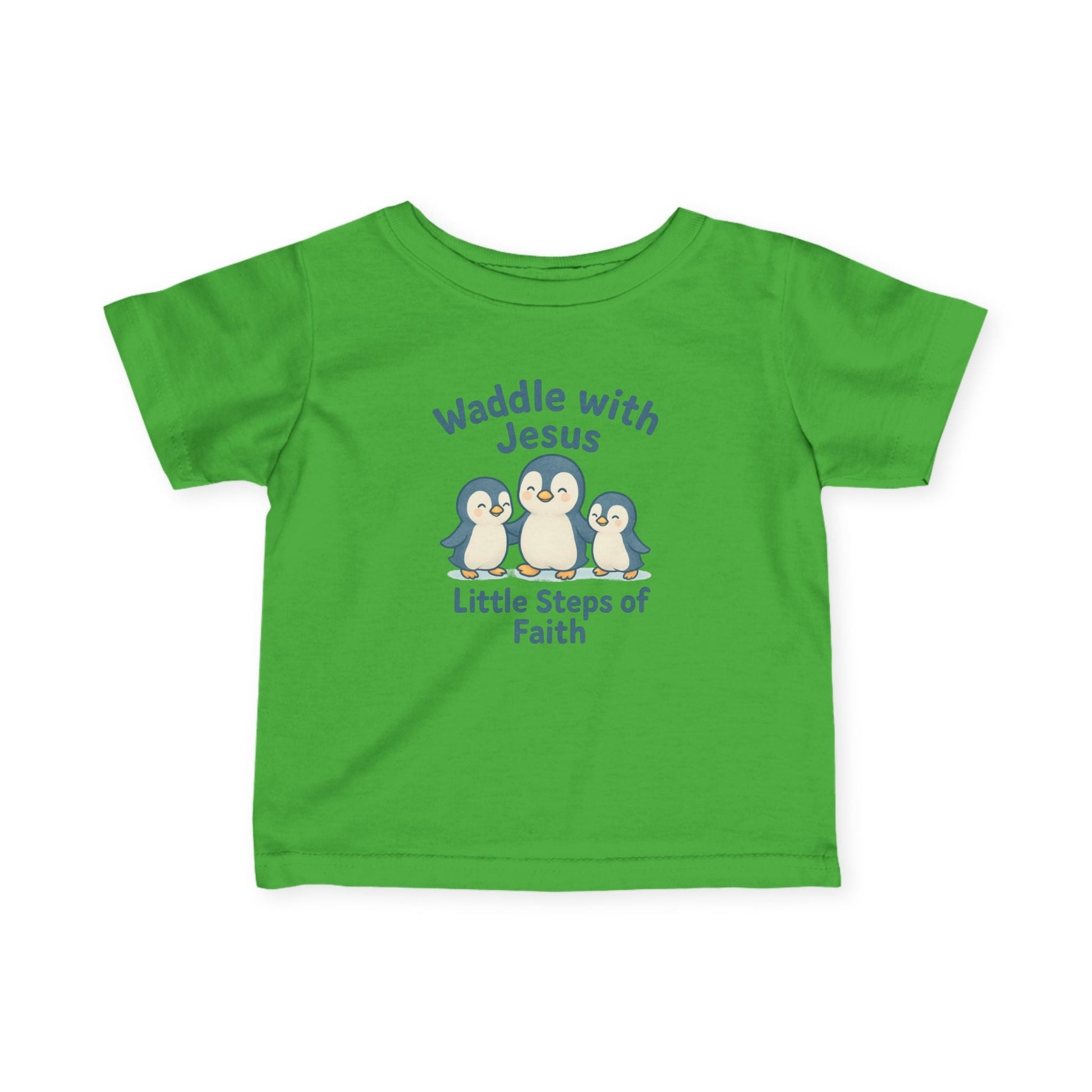 Infant Tee - Waddle with Jesus, Little Steps of Faith Christian Baby Shirt - Peak Inspiration