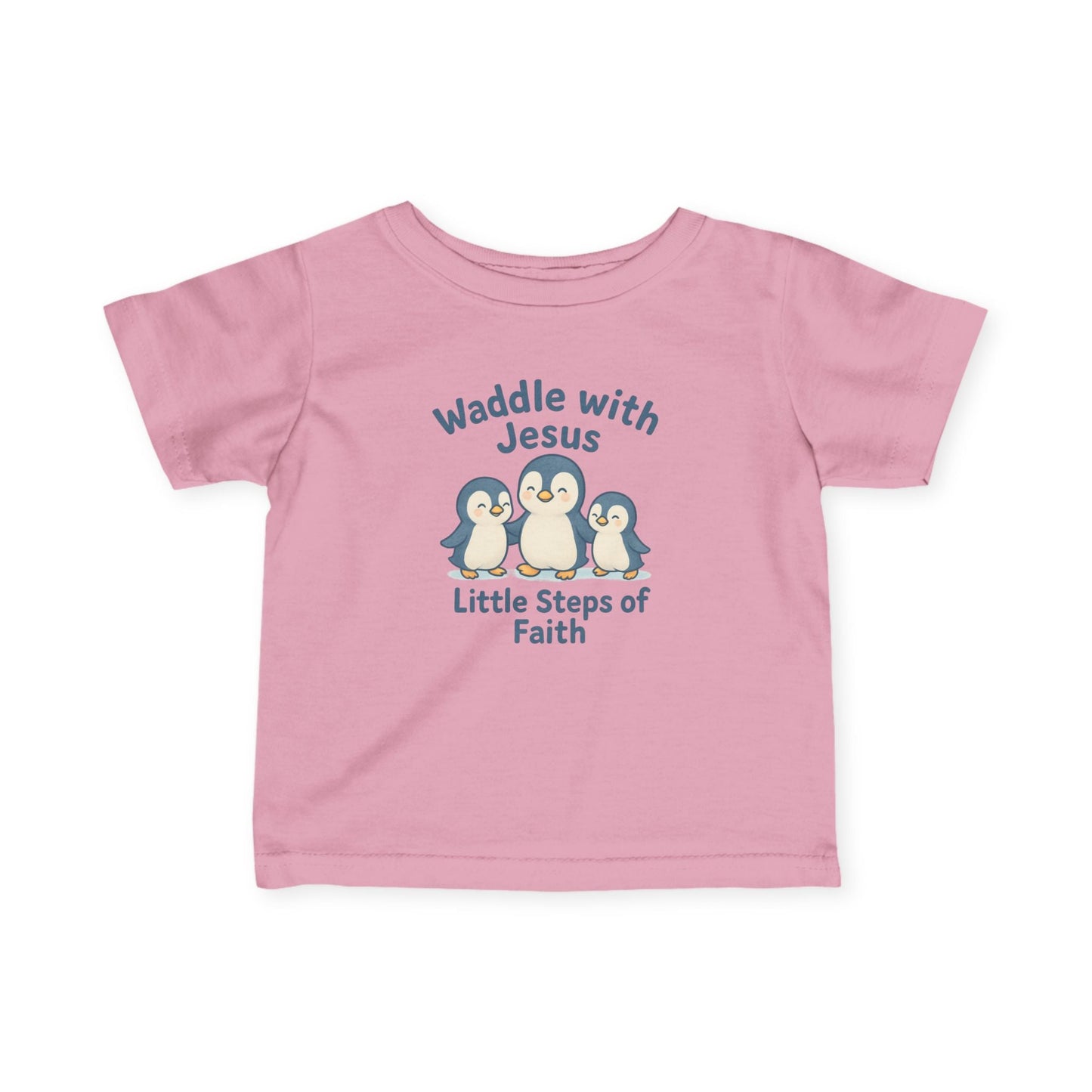 Infant Tee - Waddle with Jesus, Little Steps of Faith Christian Baby Shirt - Peak Inspiration