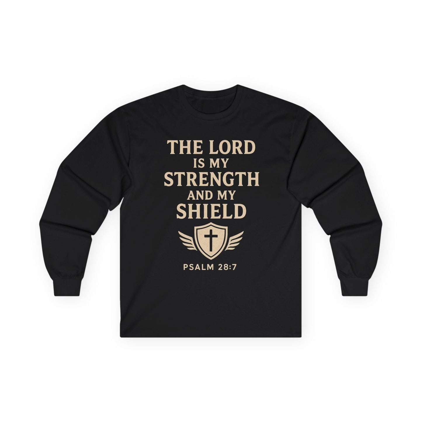 Inspirational Long Sleeve Tee - "The Lord is My Strength" - Peak Inspiration