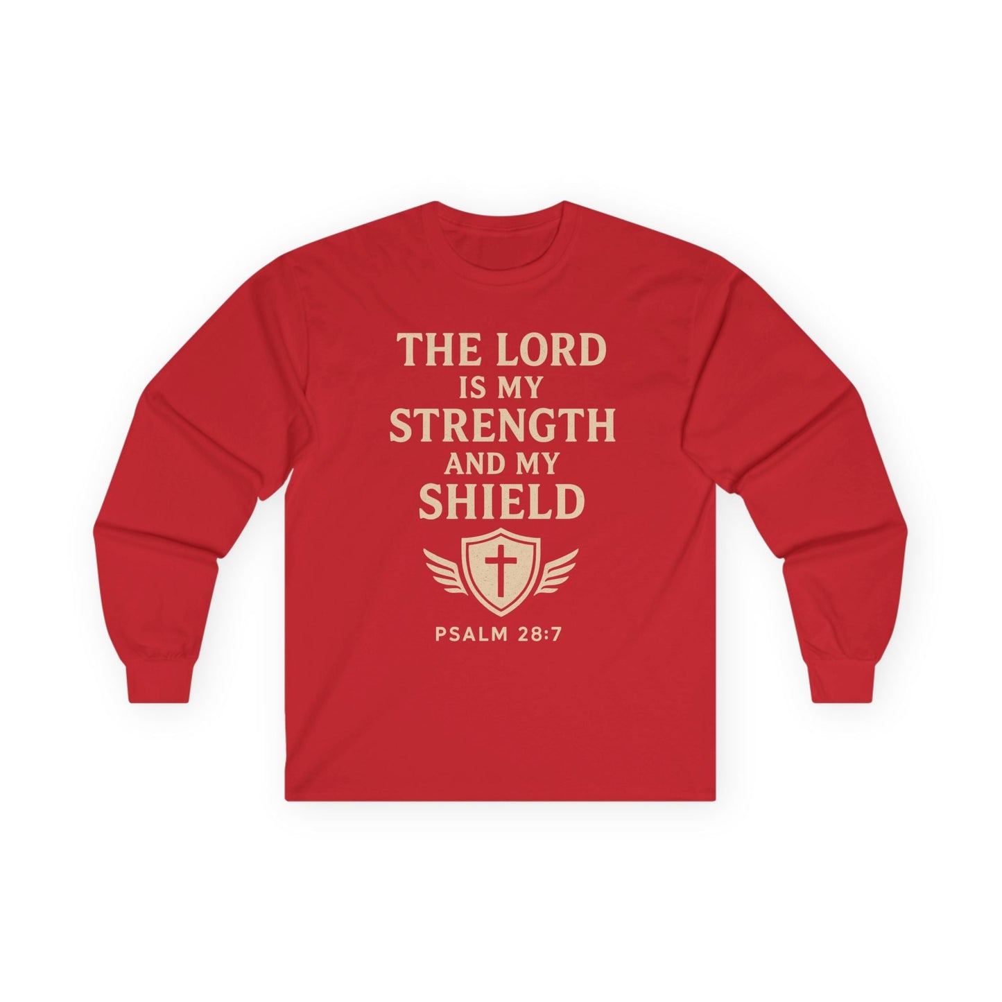 Inspirational Long Sleeve Tee - "The Lord is My Strength" - Peak Inspiration