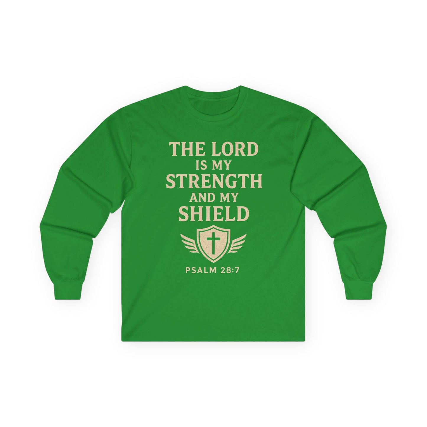 Inspirational Long Sleeve Tee - "The Lord is My Strength" - Peak Inspiration