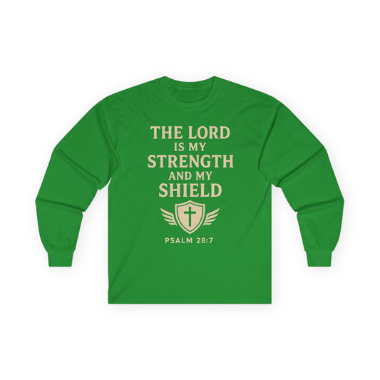 Inspirational Long Sleeve Tee - "The Lord is My Strength" - Peak Inspiration