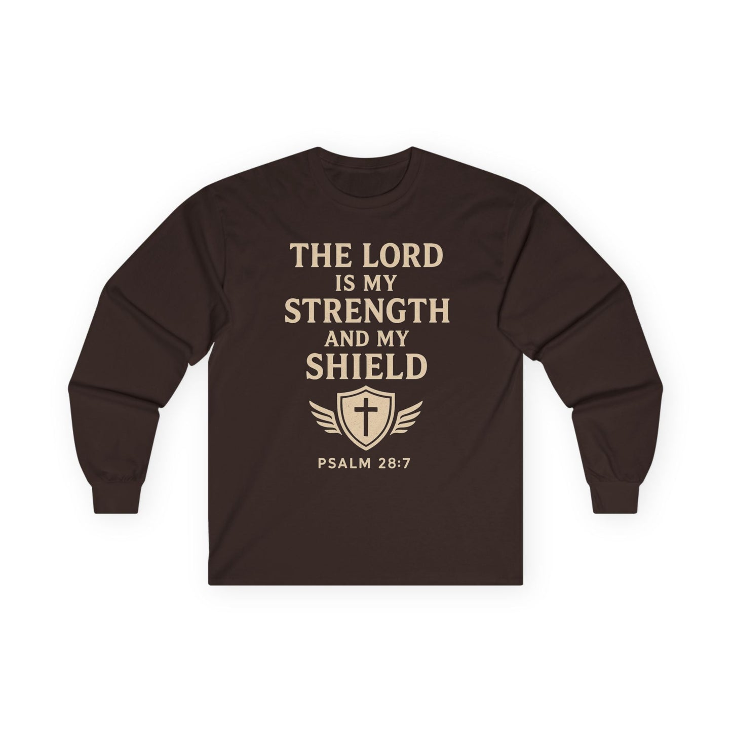 Inspirational Long Sleeve Tee - "The Lord is My Strength" - Peak Inspiration