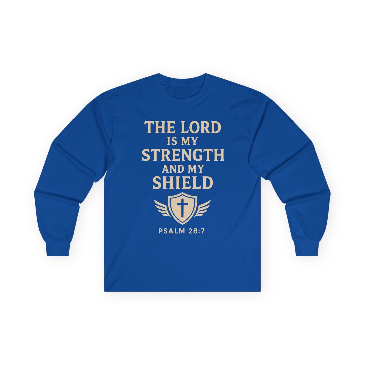 Inspirational Long Sleeve Tee - "The Lord is My Strength" - Peak Inspiration