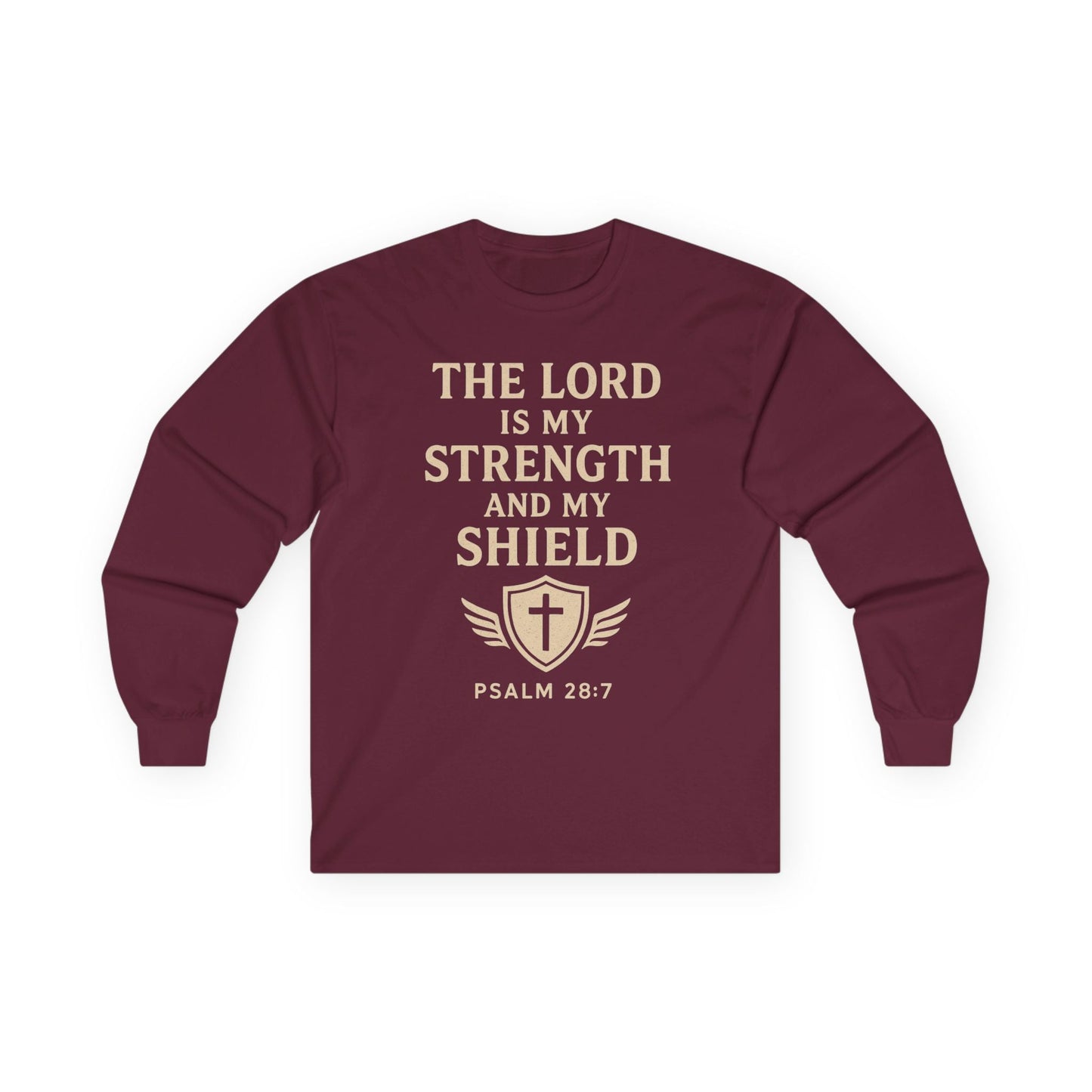 Inspirational Long Sleeve Tee - "The Lord is My Strength" - Peak Inspiration