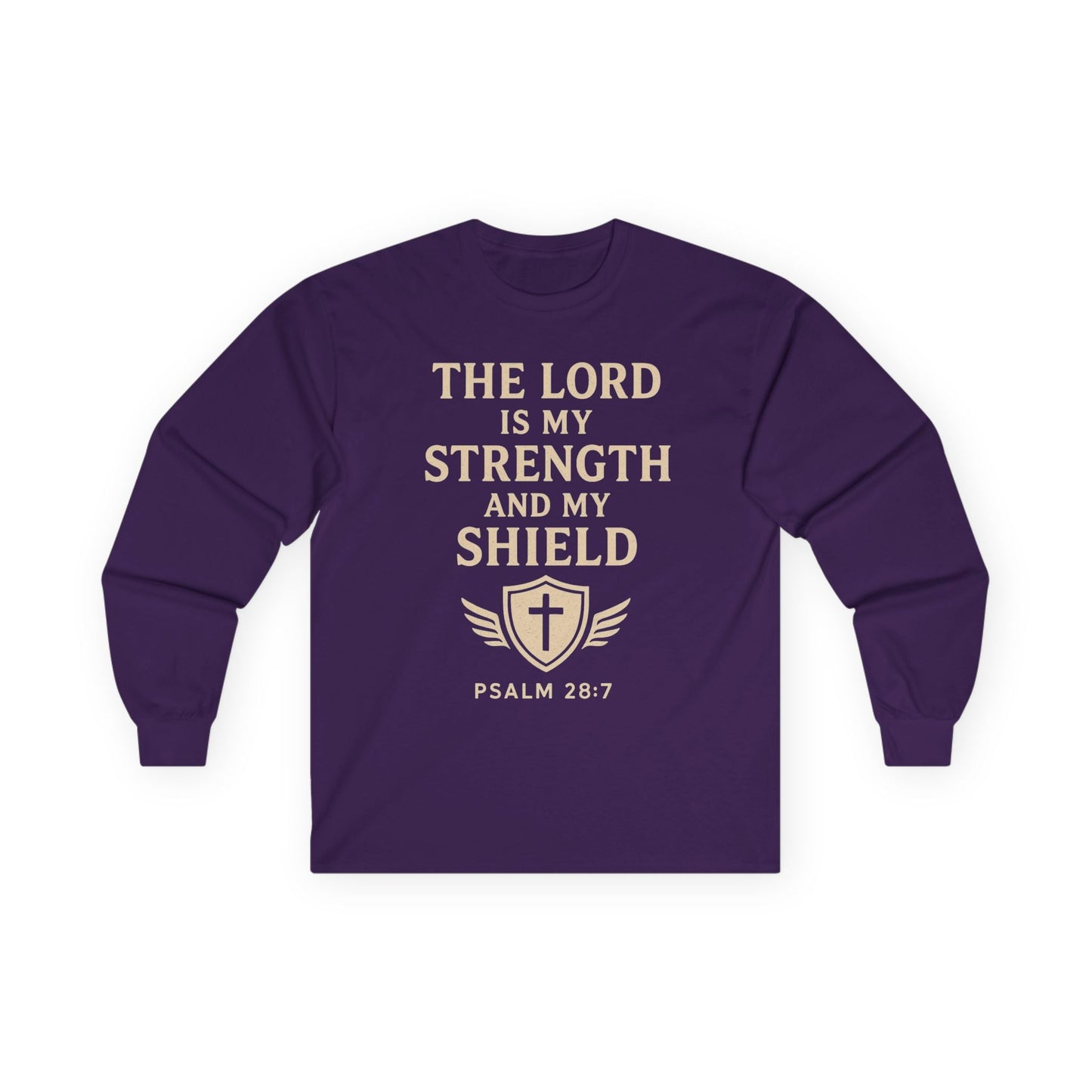 Inspirational Long Sleeve Tee - "The Lord is My Strength" - Peak Inspiration