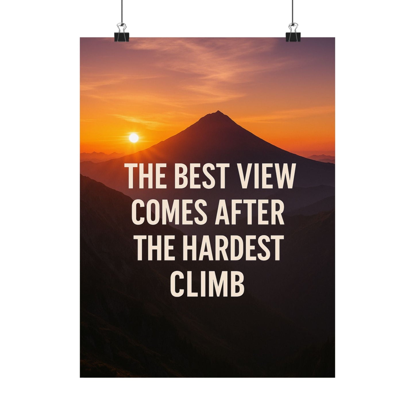 Inspirational Matte Vertical Poster: 'The Best View Comes After The Hardest Climb' - Peak Inspiration