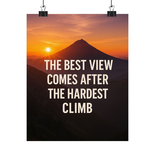 Inspirational Matte Vertical Poster: 'The Best View Comes After The Hardest Climb' - Peak Inspiration