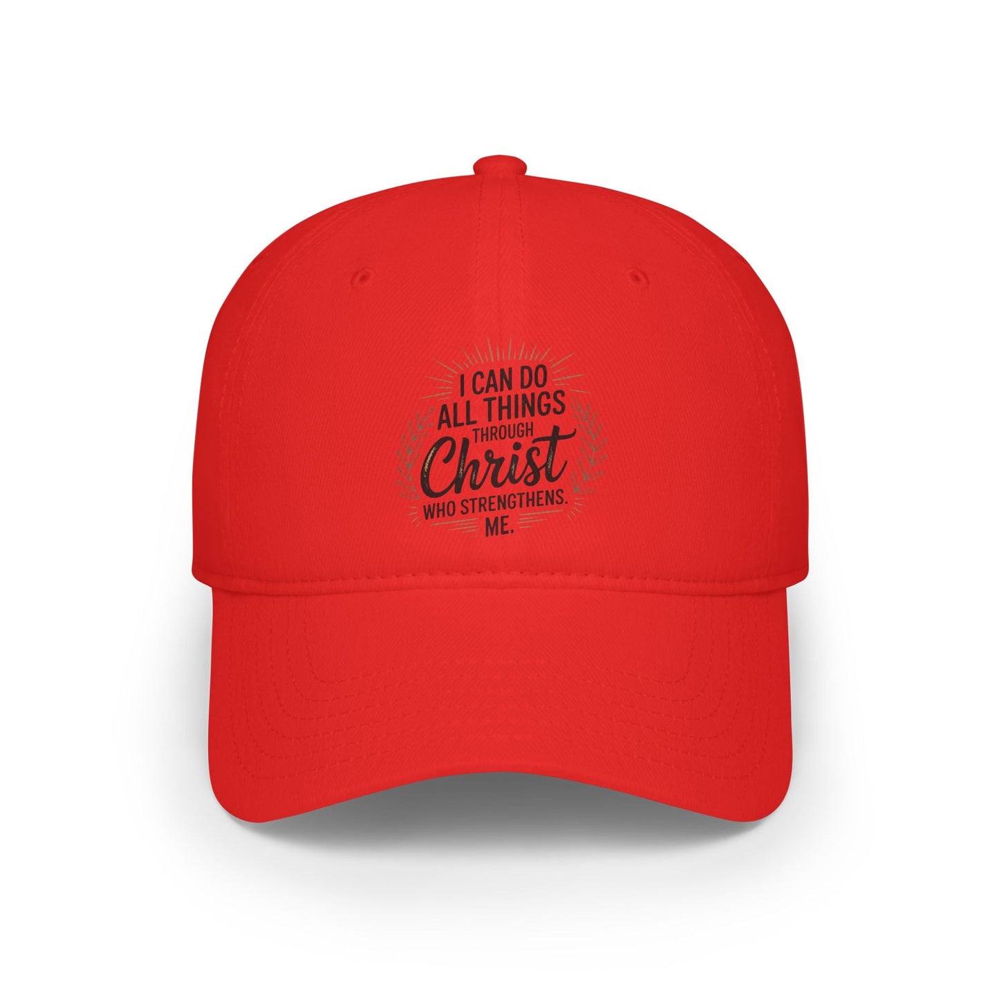 Inspirational Red Baseball Cap - "I Can Do All Things Through Christ" - Peak Inspiration