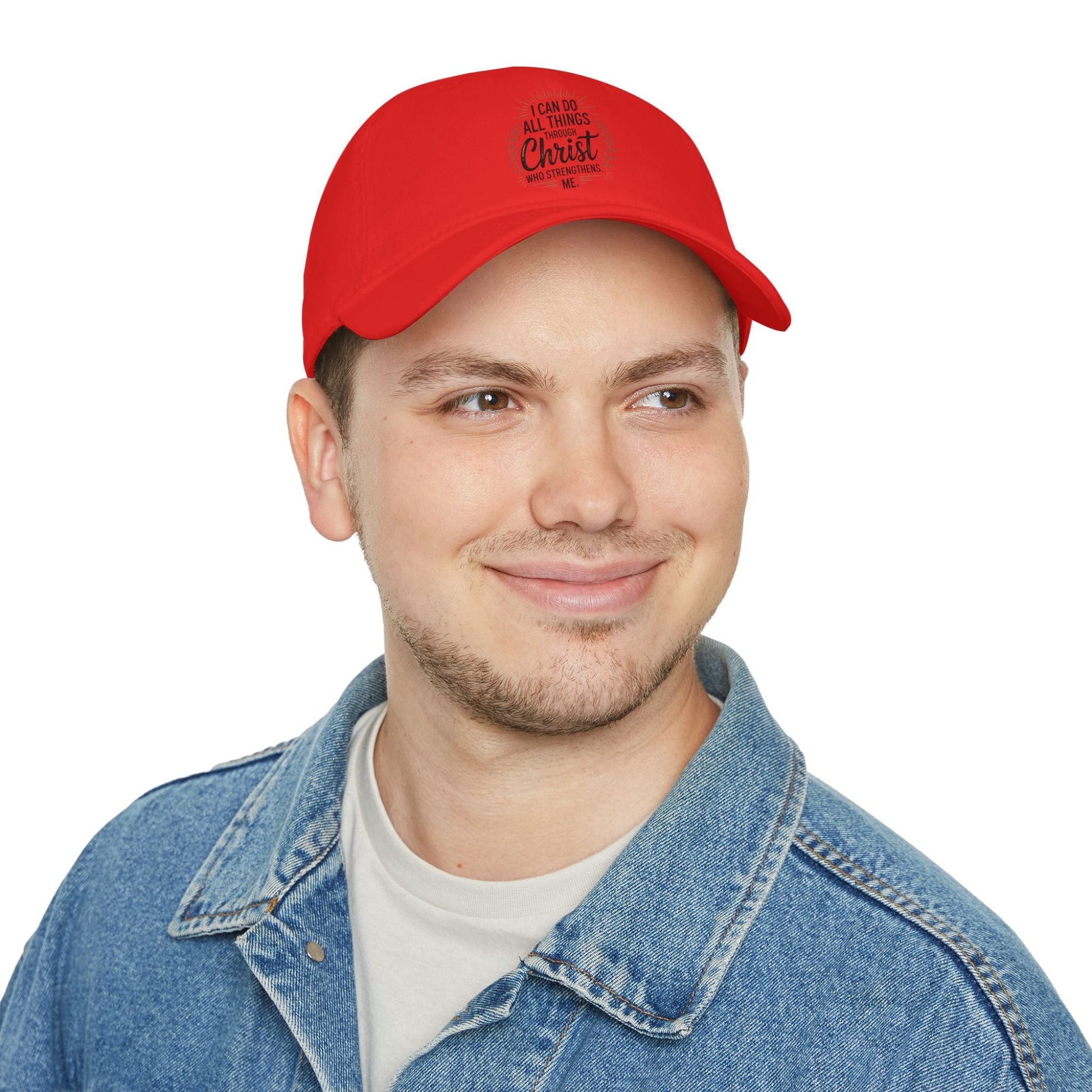 Inspirational Red Baseball Cap - "I Can Do All Things Through Christ" - Peak Inspiration