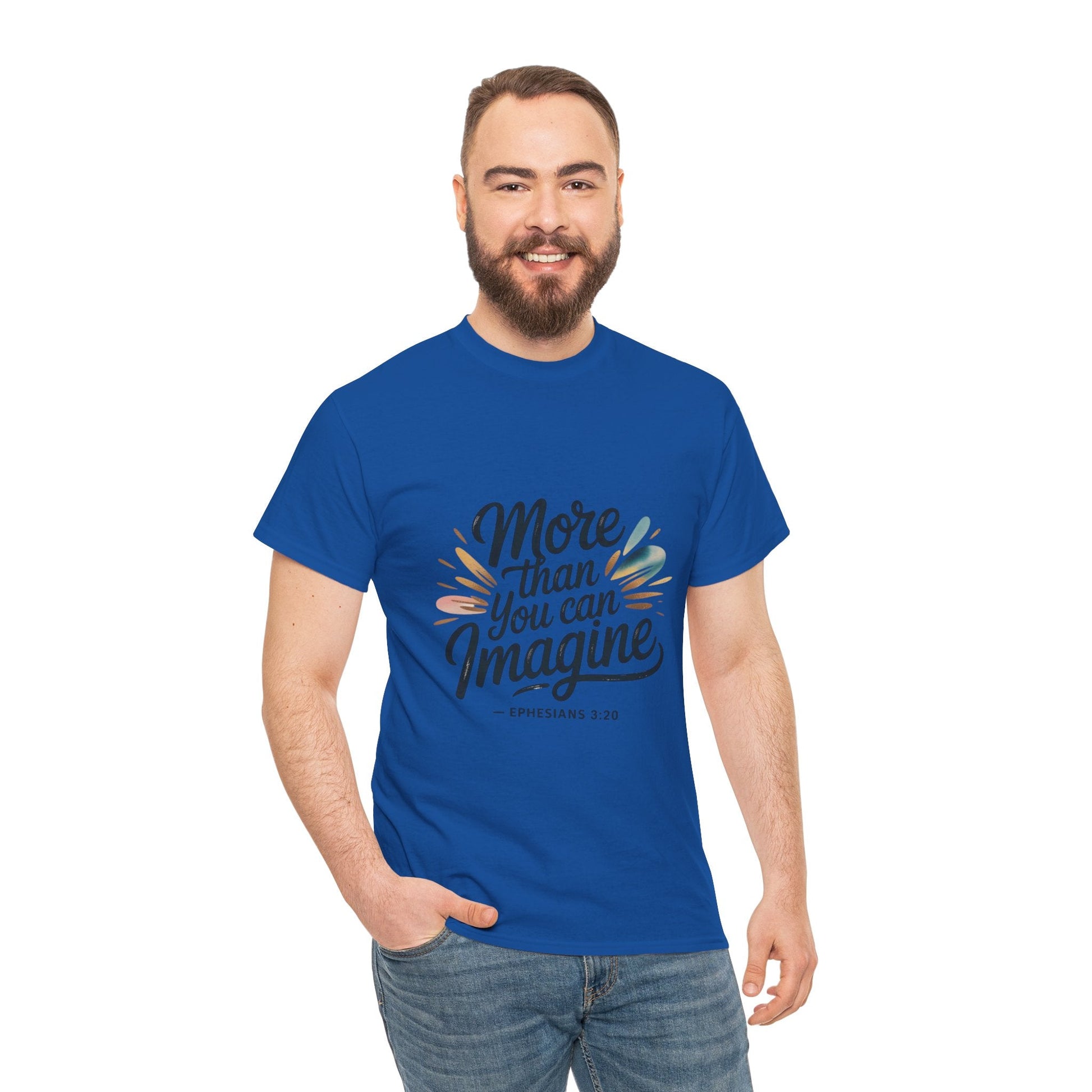 Inspirational Unisex Heavy Cotton Tee - "More Than You Can Imagine" - Peak Inspiration
